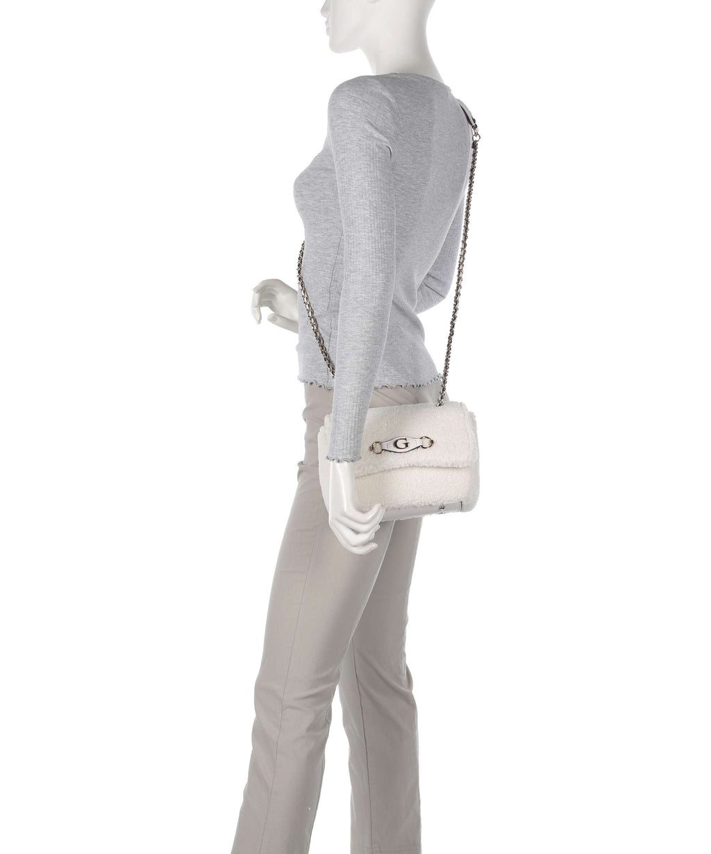 Guess Aslia Shearling Shoulder bag white