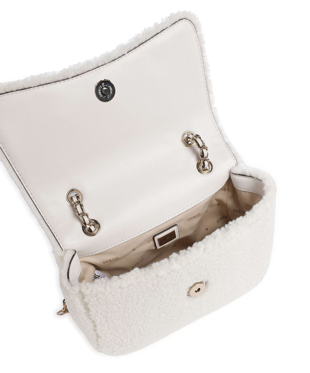 Guess Aslia Shearling Shoulder bag white