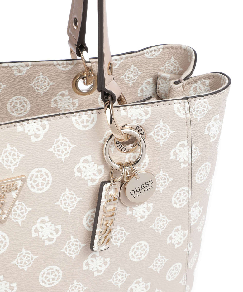 Guess Noelle Printed Peony Tote bag sand logo
