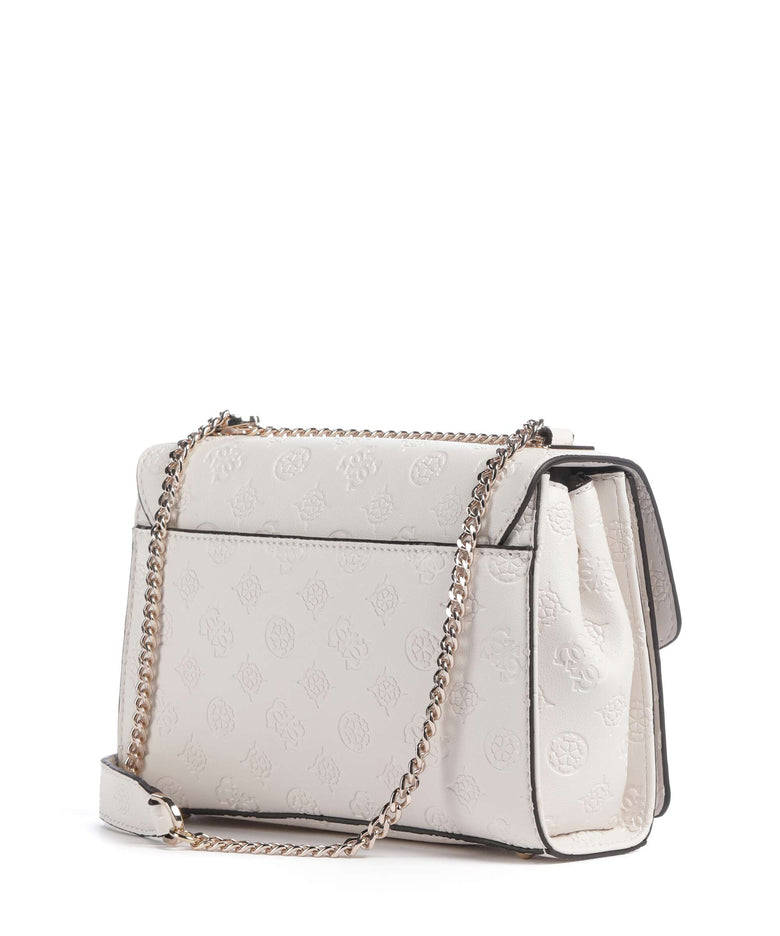 Guess Phoebe Peony Debossed Shoulder bag offwhite logo