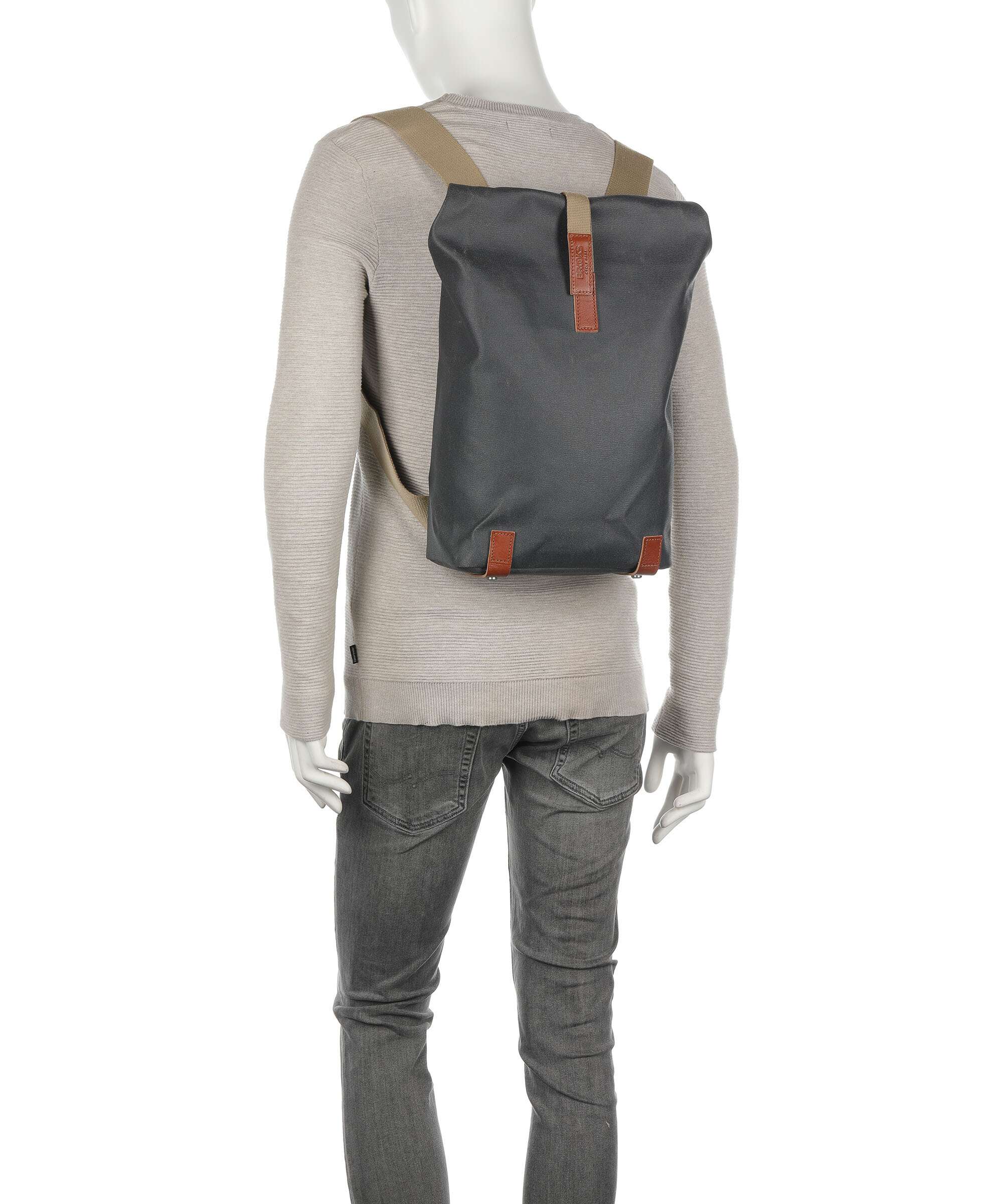 Brooks England Pickwick Cotton Canvas Small Rolltop backpack grey