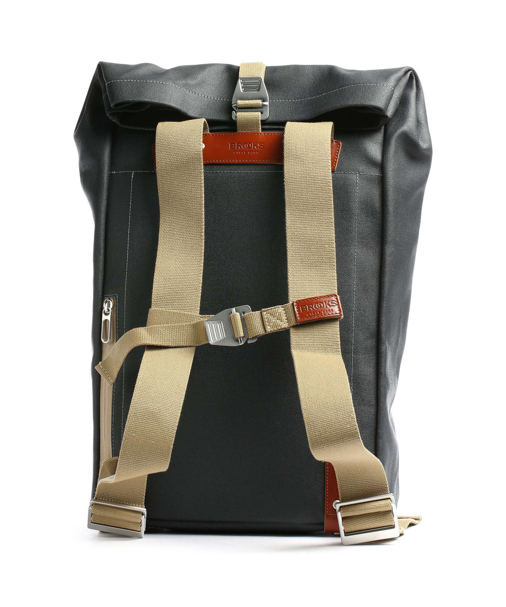 Brooks England Pickwick Cotton Canvas Large Rolltop backpack grey