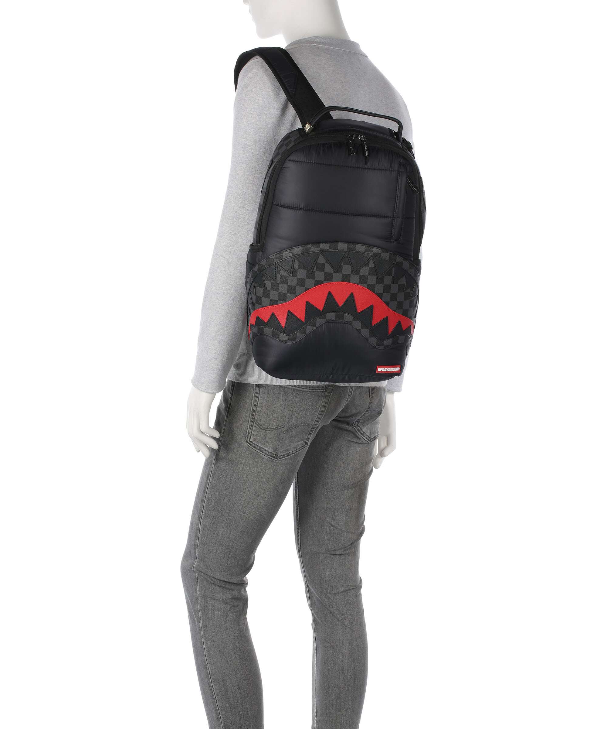 Sprayground Black Puffer Check Backpack black/grey