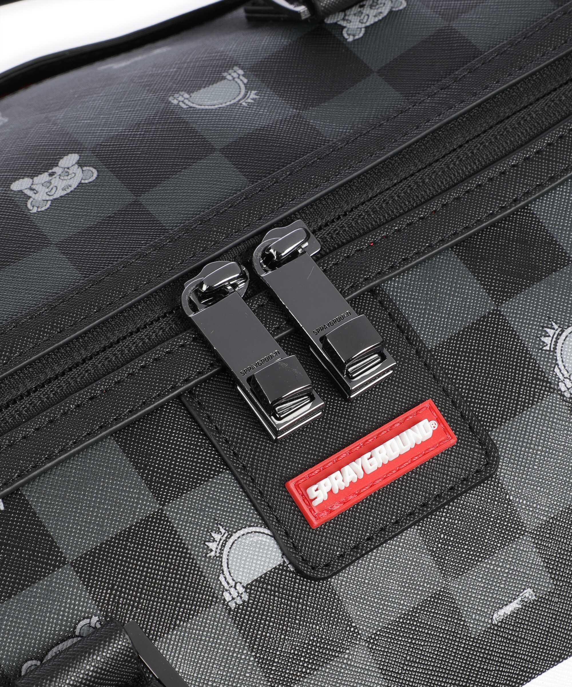 Sprayground Gray Peeking Character Check Weekend bag black