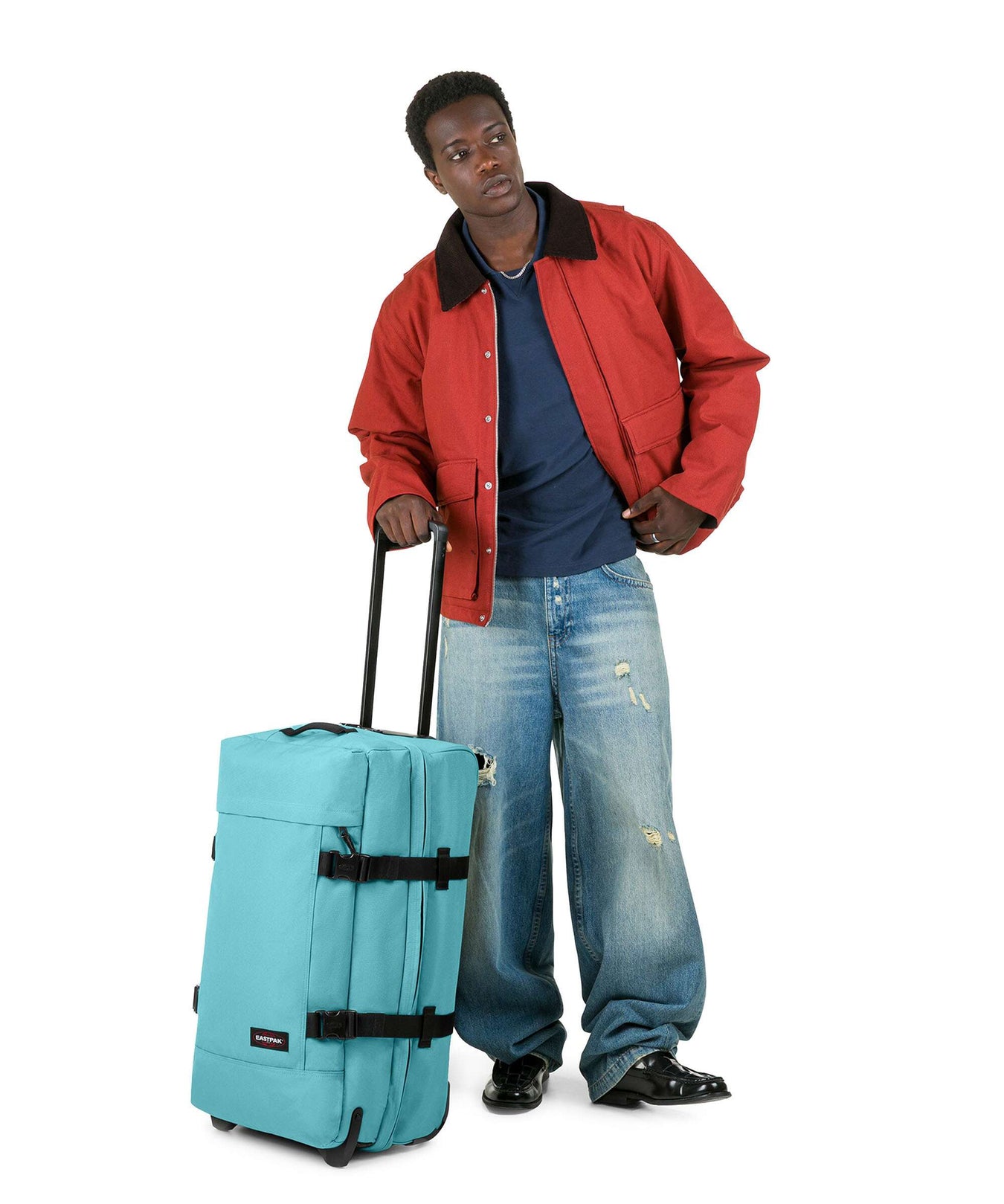 Eastpak Tranverz M Travel bag with wheels waterfall blue