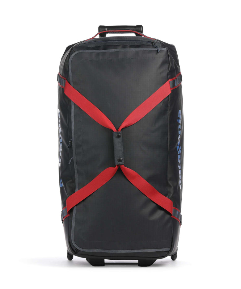 patagonia black hole wheeled duffel 100l uk Patagonia Black Hole 100 Travel bag with wheels smolder blue w/amanita red 81 cm