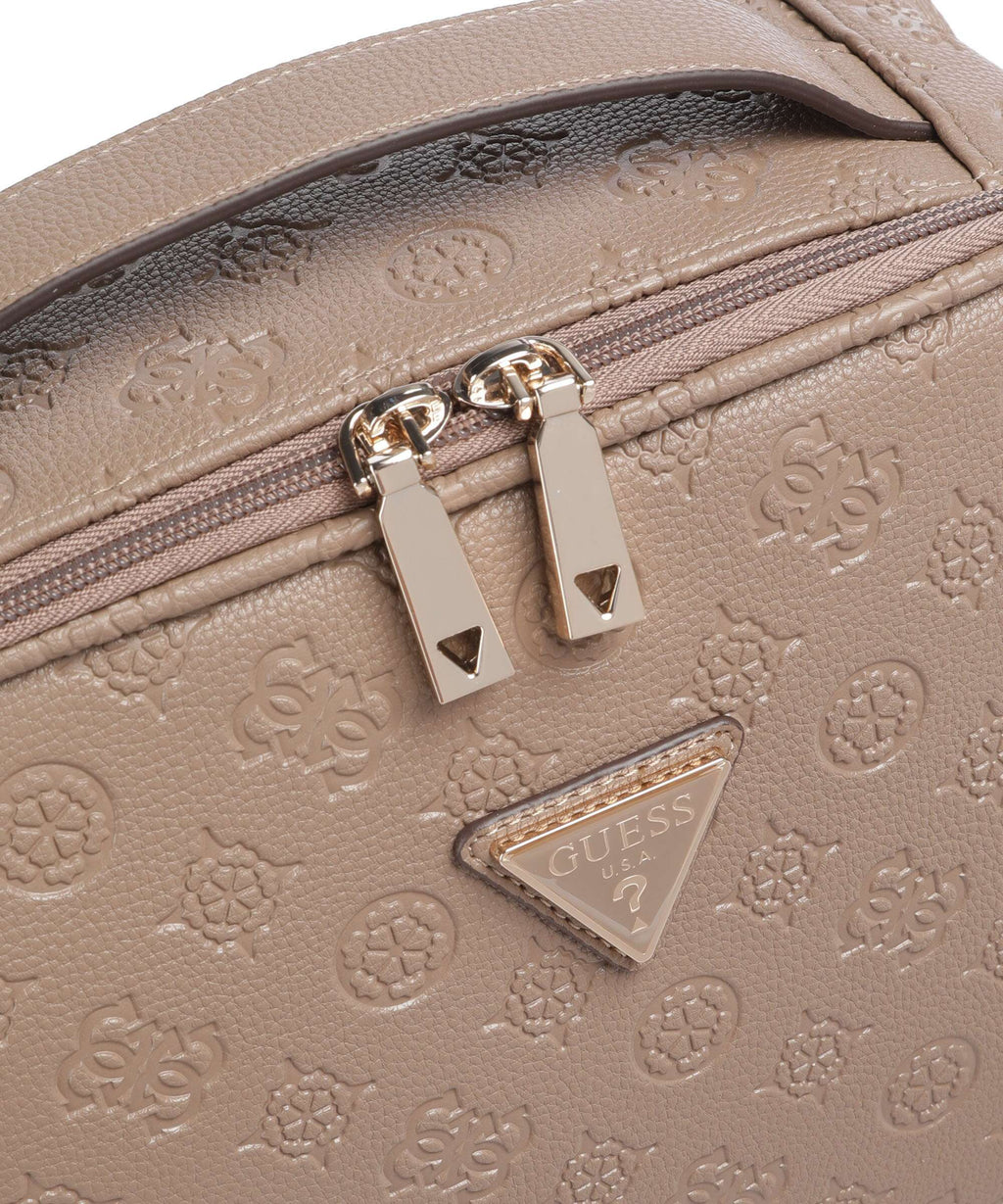 Guess Wilder Toiletry bag dark taupe logo