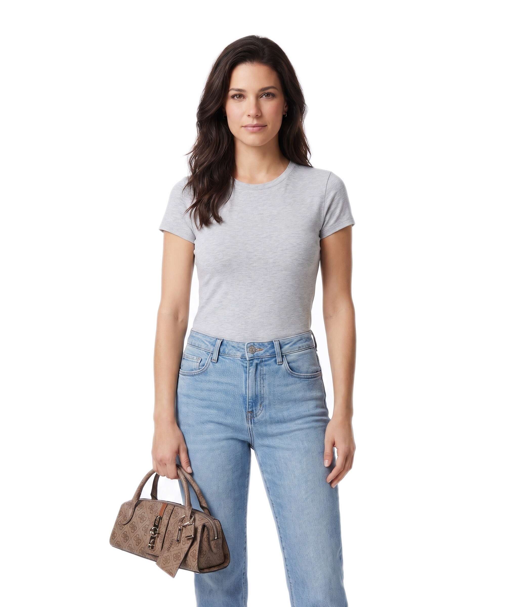 Guess Yvonne Logo Mini Handbag latte logo