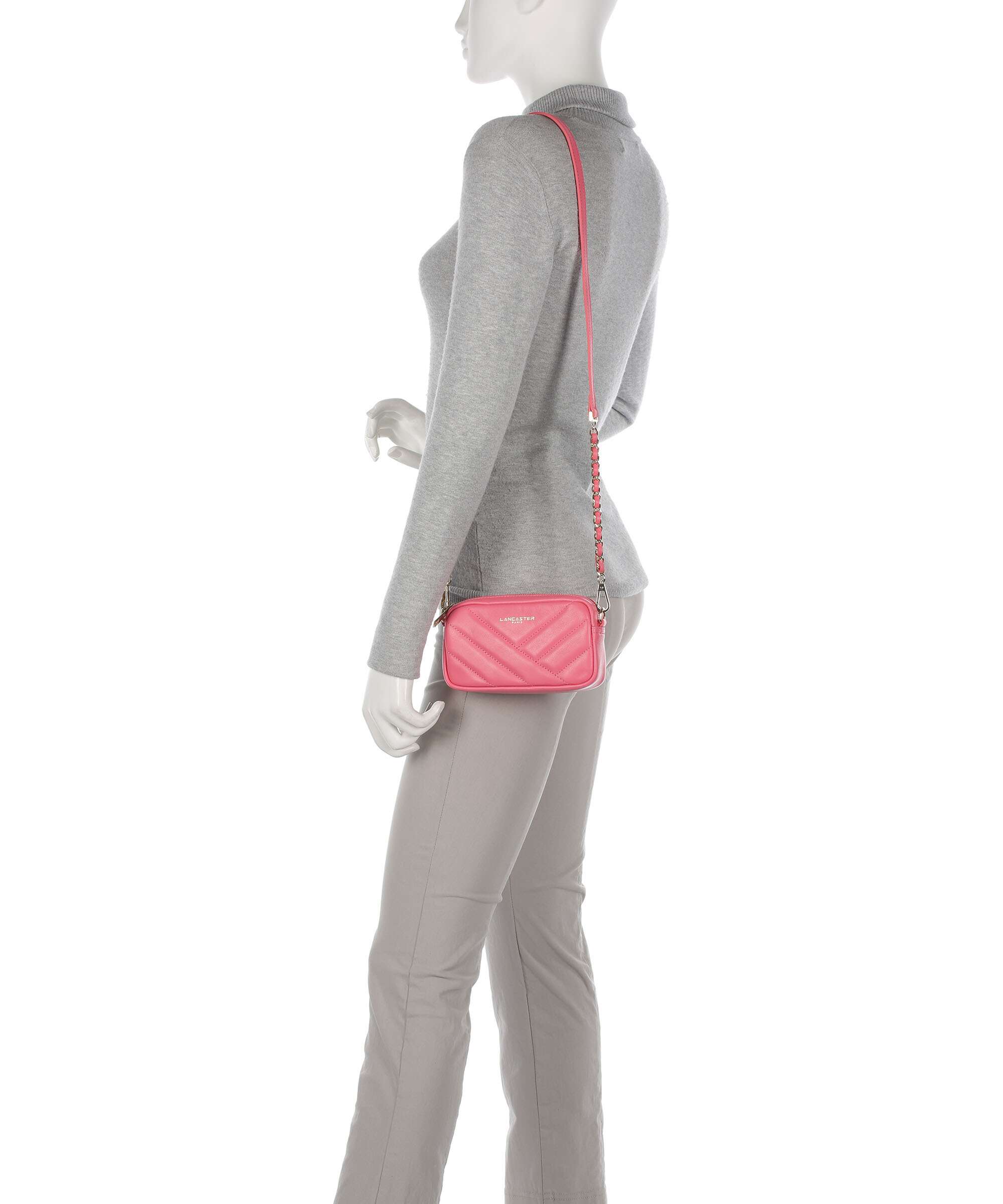 Lancaster Soft Matelassé Crossbody bag rose fonce