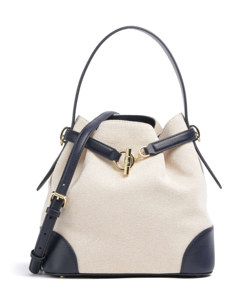 Lauren Ralph Lauren Blaike Medium Bucket bag natural/buff canvas/refined navy