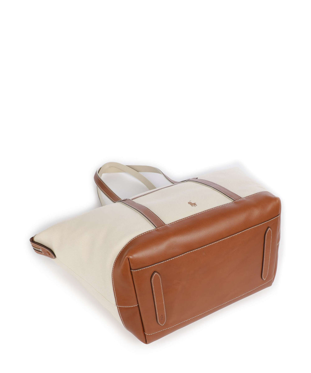 Polo Ralph Lauren Canvas Large Tote bag ecru/cuoio