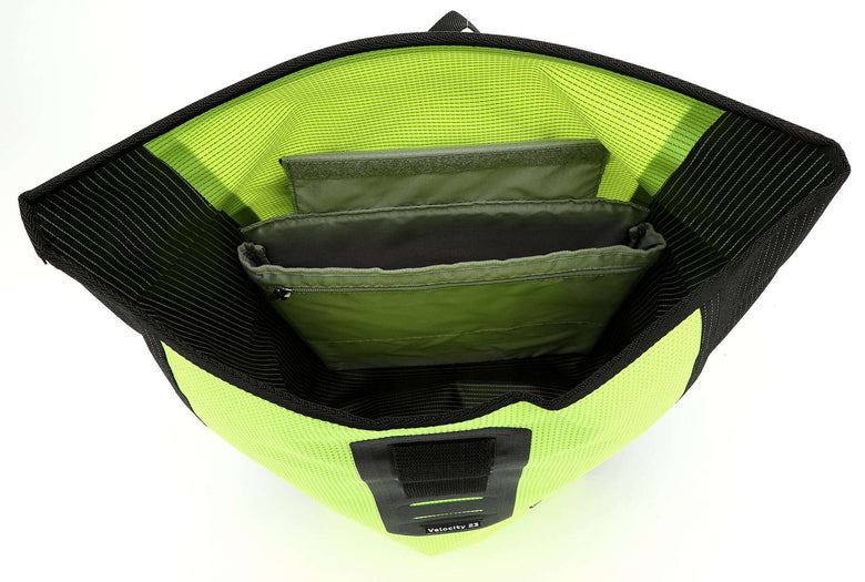 Ortlieb Velocity High-Vis 23 Rolltop backpack neon yellow/black reflective