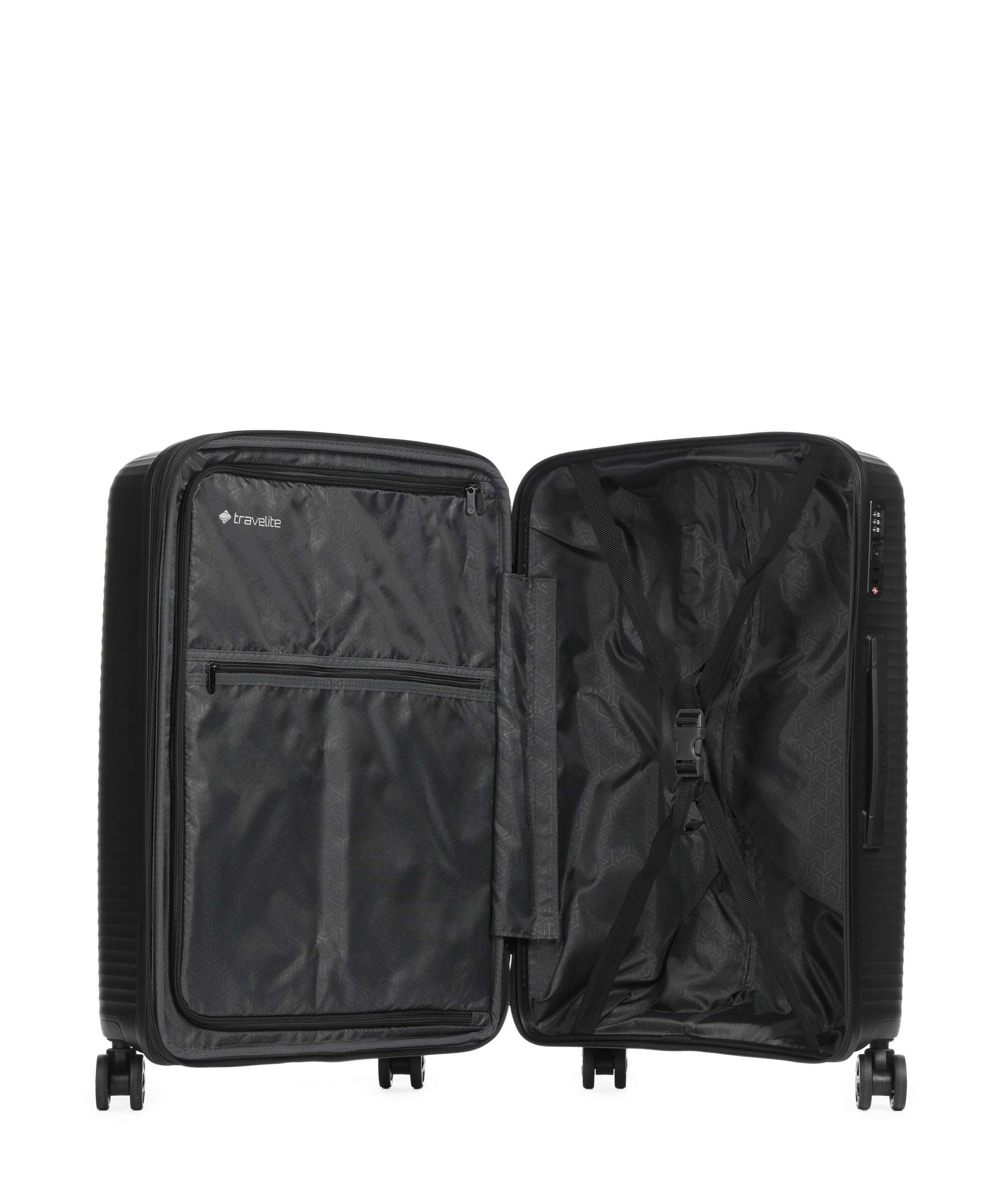 Travelite Air Stripe Slim Suitcase set (4 wheels) black