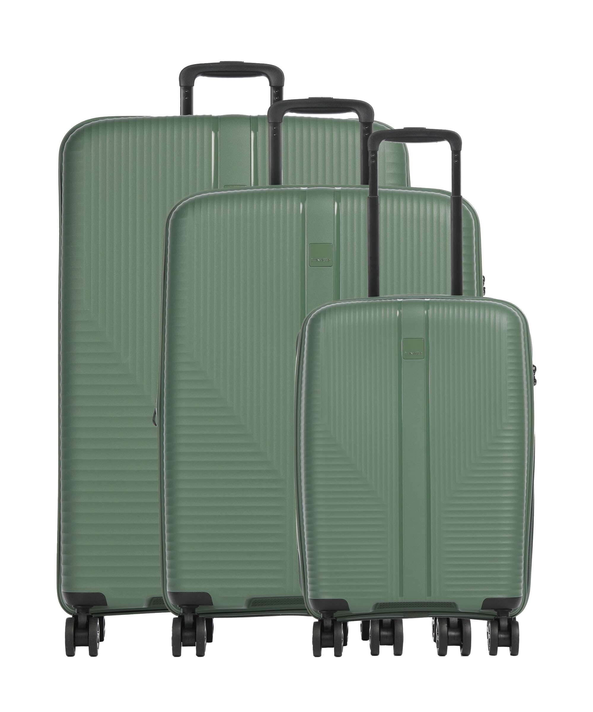 Travelite Air Stripe Slim Suitcase set (4 wheels) green