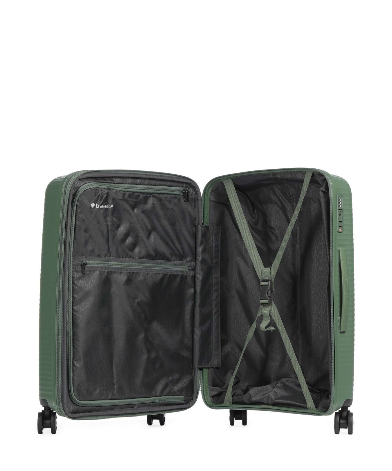 Travelite Air Stripe Slim Suitcase set (4 wheels) green