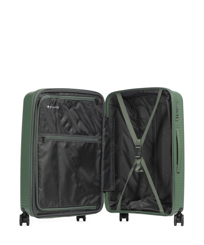 Travelite Air Stripe Slim Suitcase set (4 wheels) green