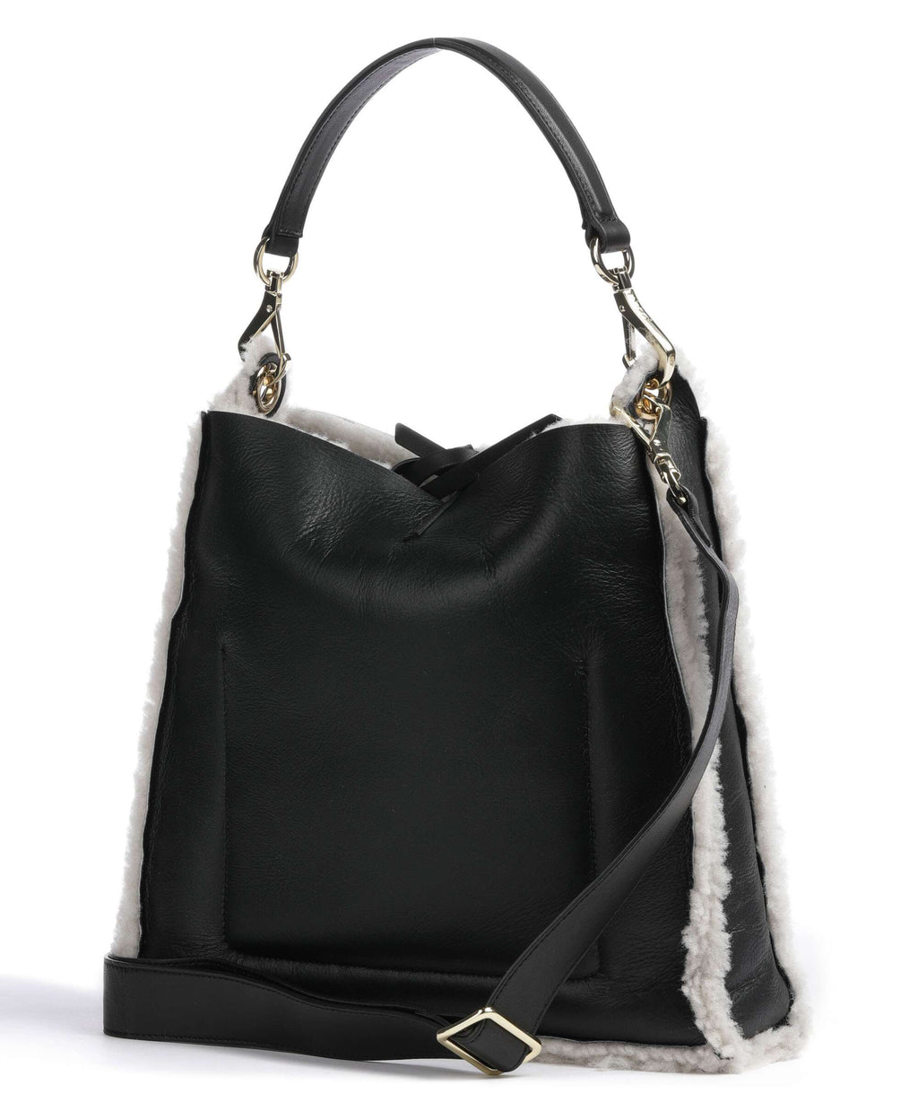 Abro Shearling Raquel Hobo bag black/white