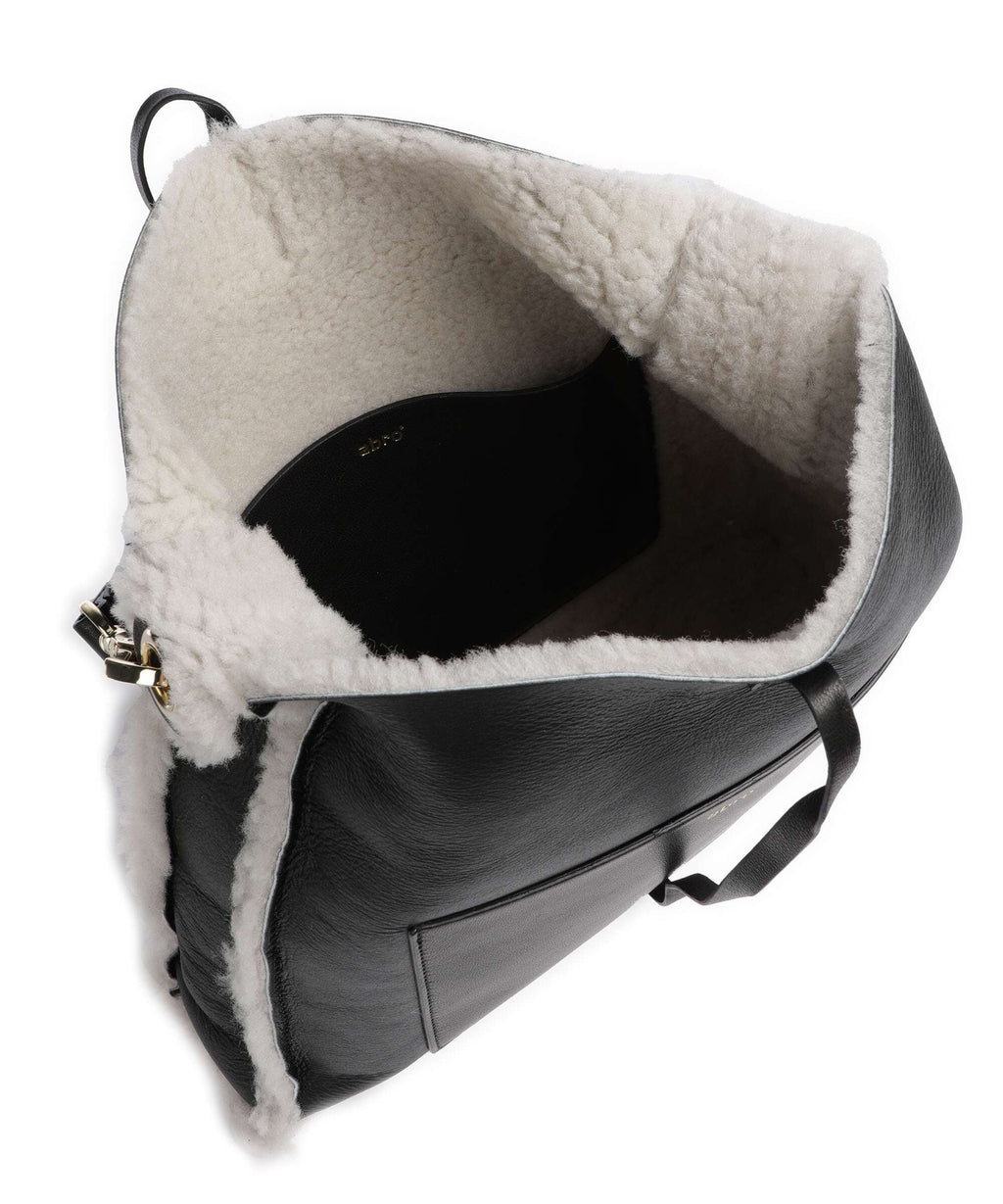 Abro Shearling Raquel Hobo bag black/white