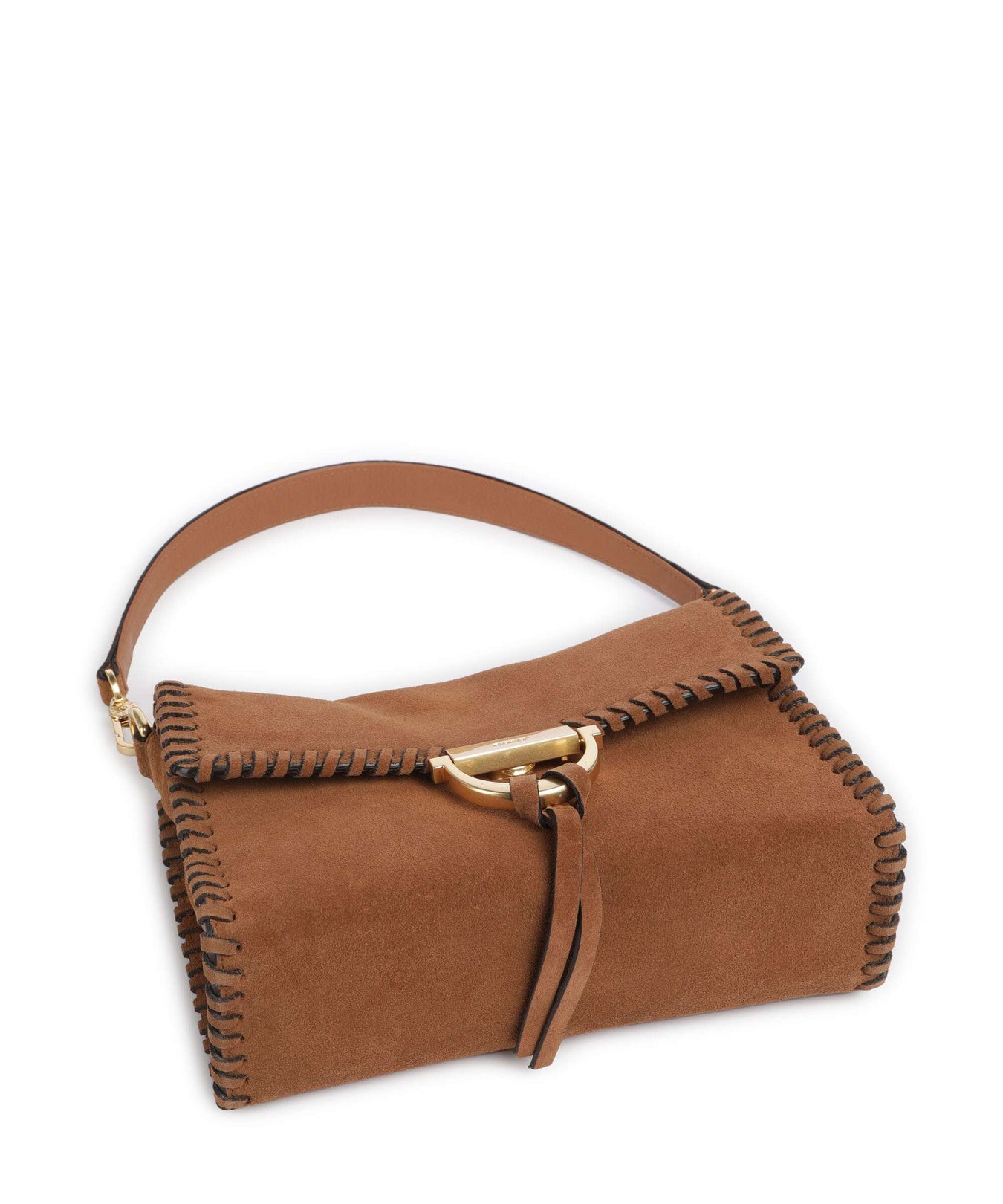 Abro Suede Temi Stitch Shoulder bag cuoio