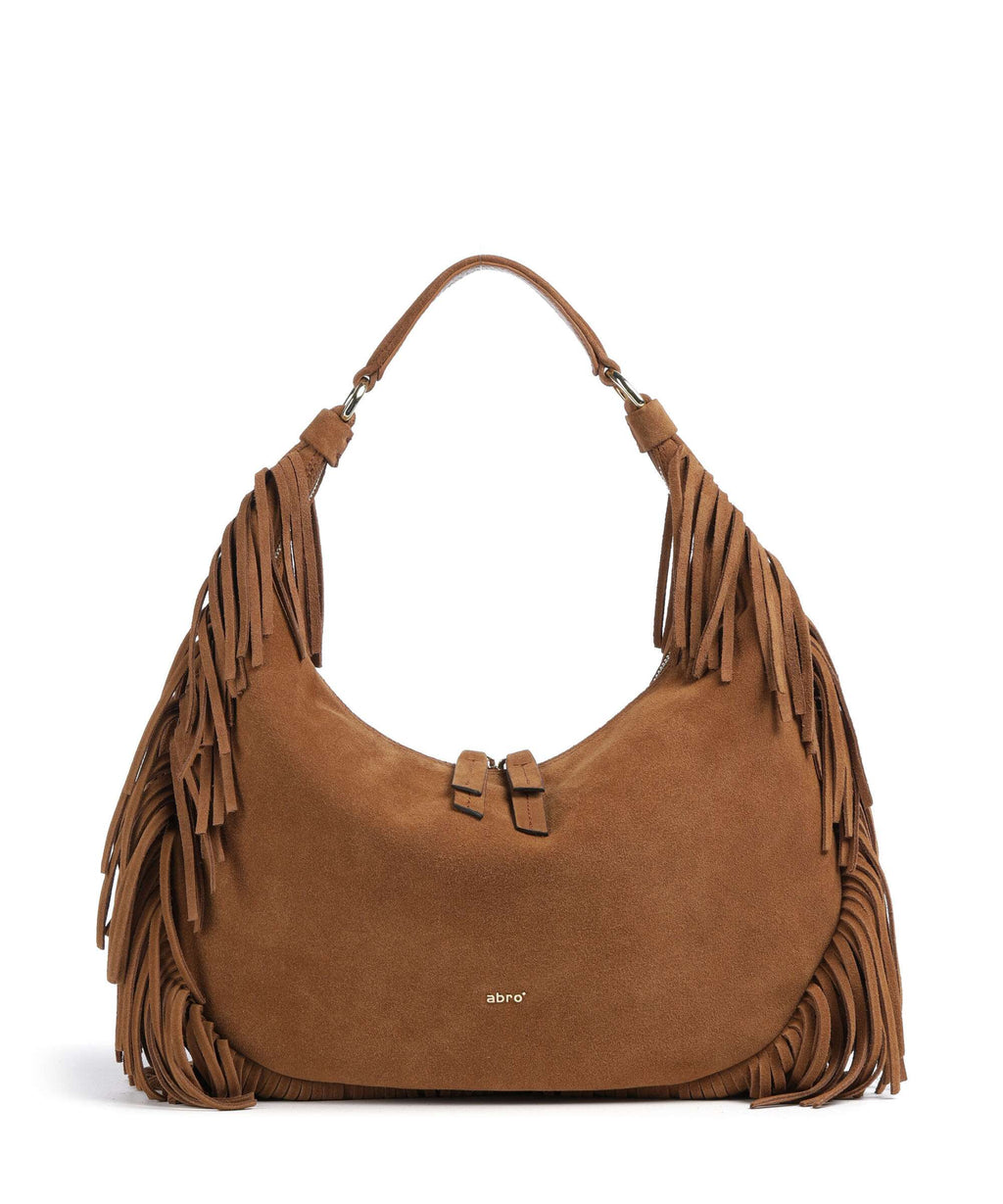 Abro Suede Nana Fringes Hobo bag cuoio