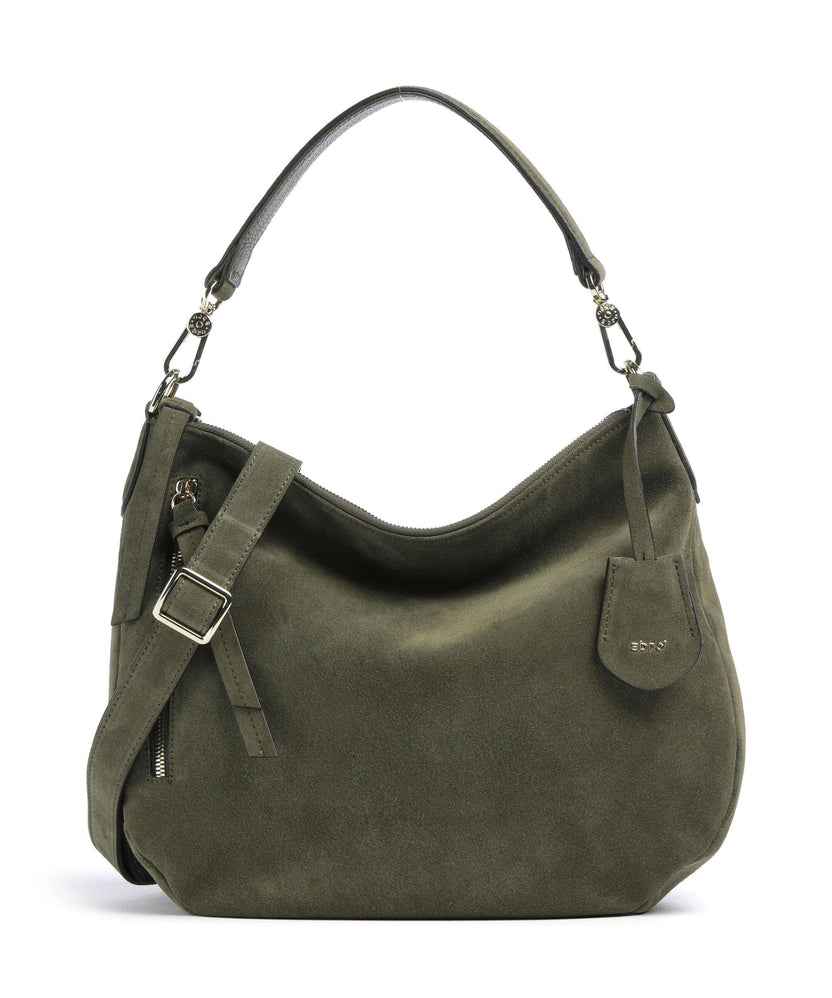 Abro Suede Juna Small Hobo bag oliv