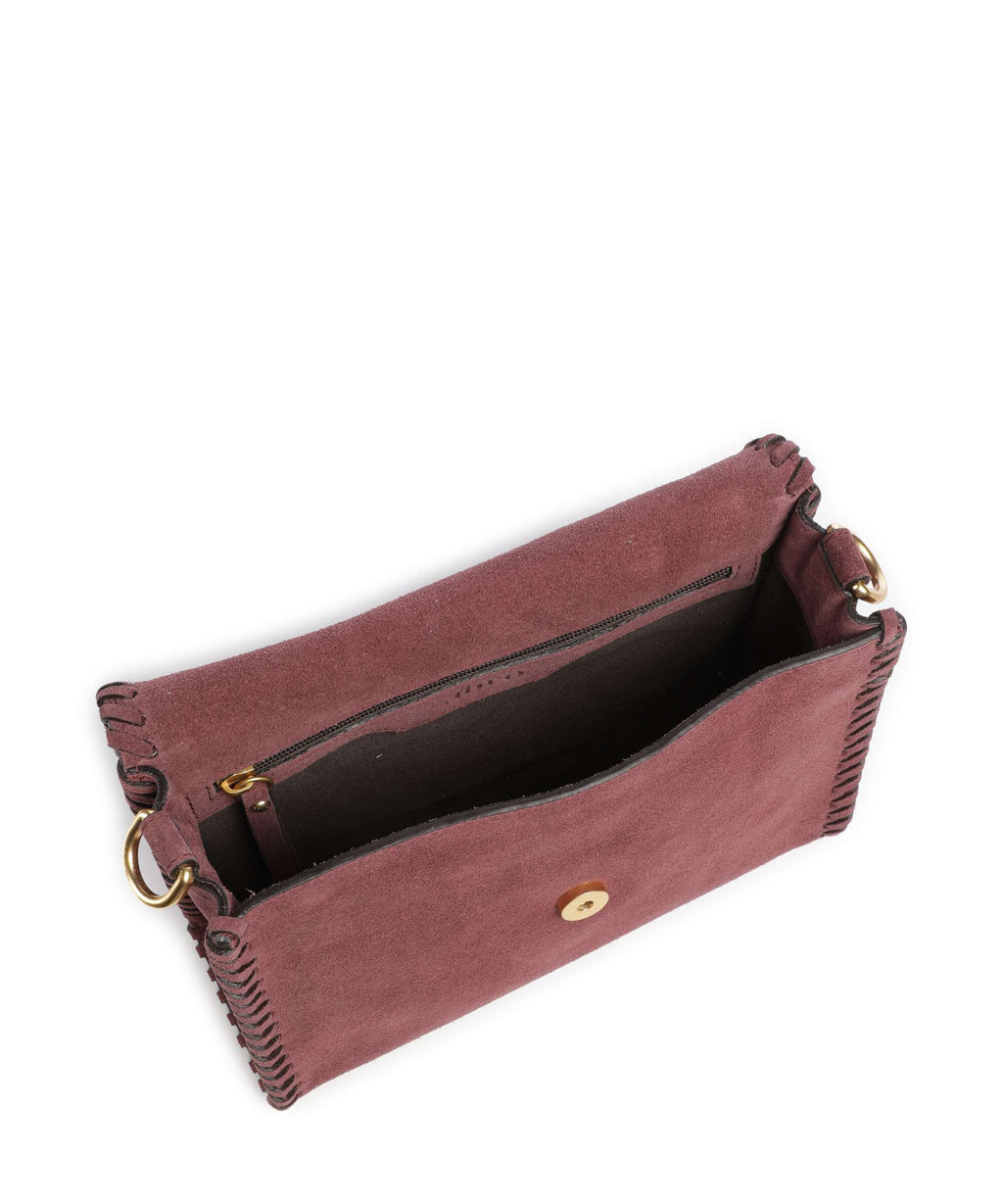 Abro Suede Temi Stitch Shoulder bag bordeaux