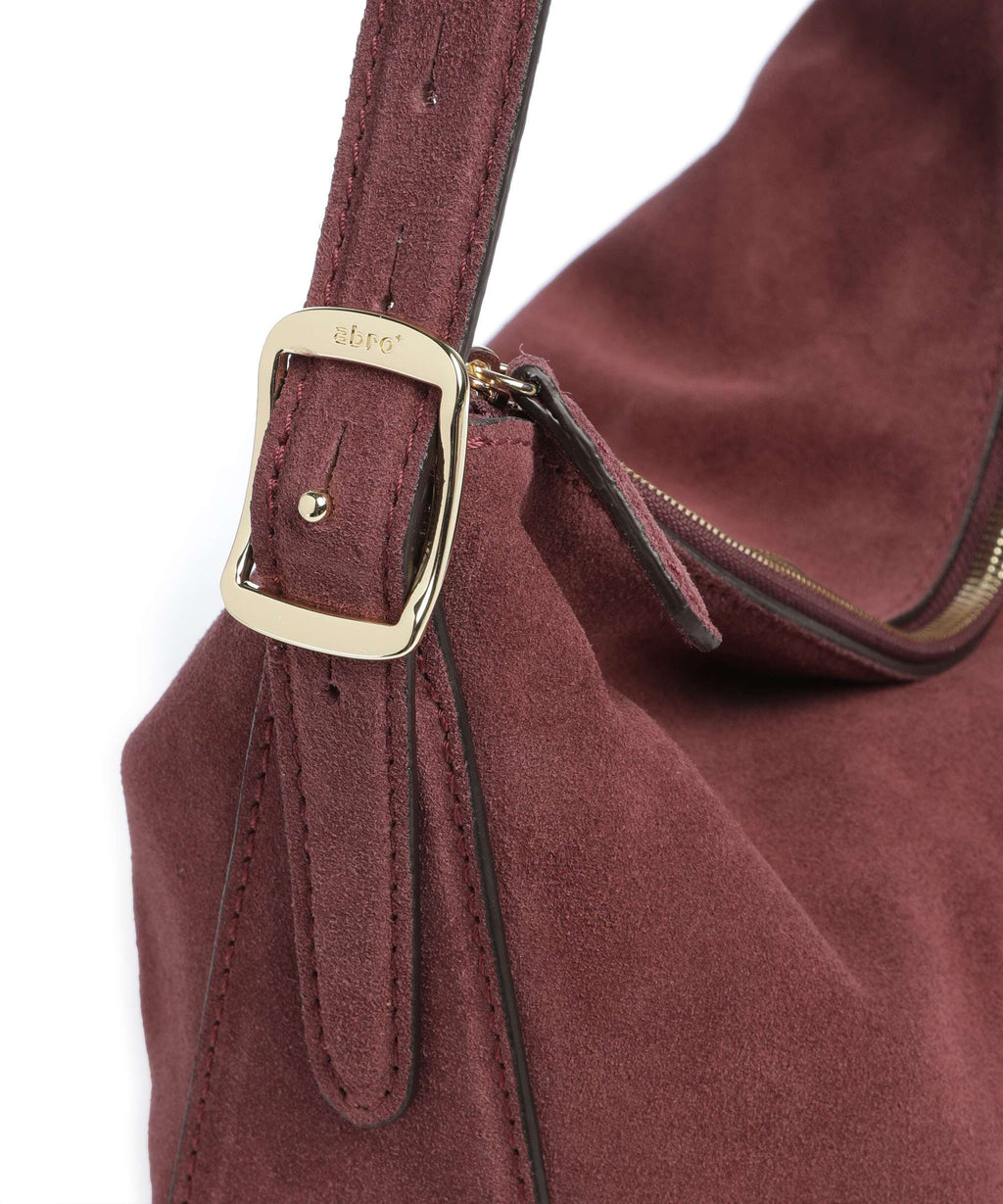 Abro Suede Carina Hobo bag bordeaux