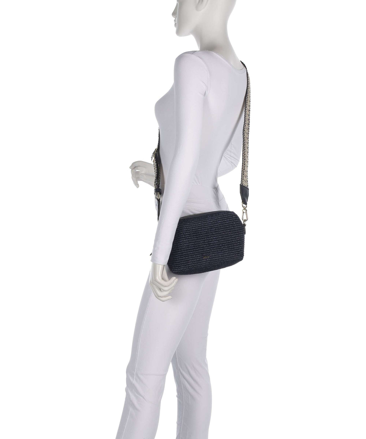 Abro Raffia Kaia Crossbody bag navy