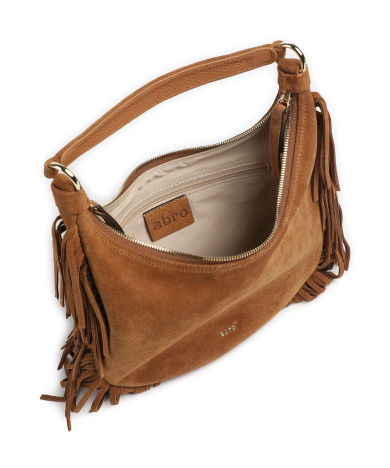 Abro Suede Nana Small Hobo bag cuoio