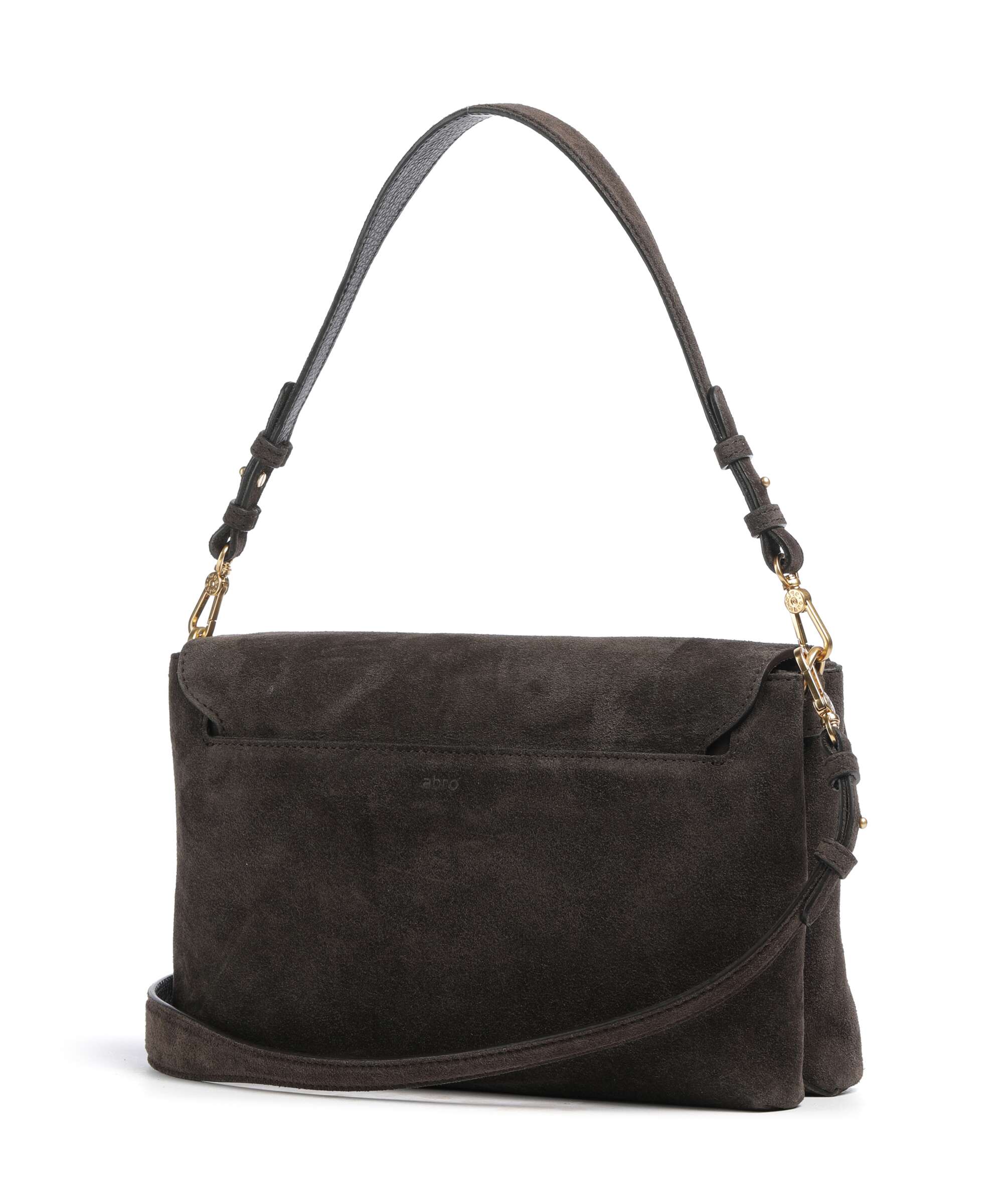 Abro Suede Twist Shoulder bag dark brown