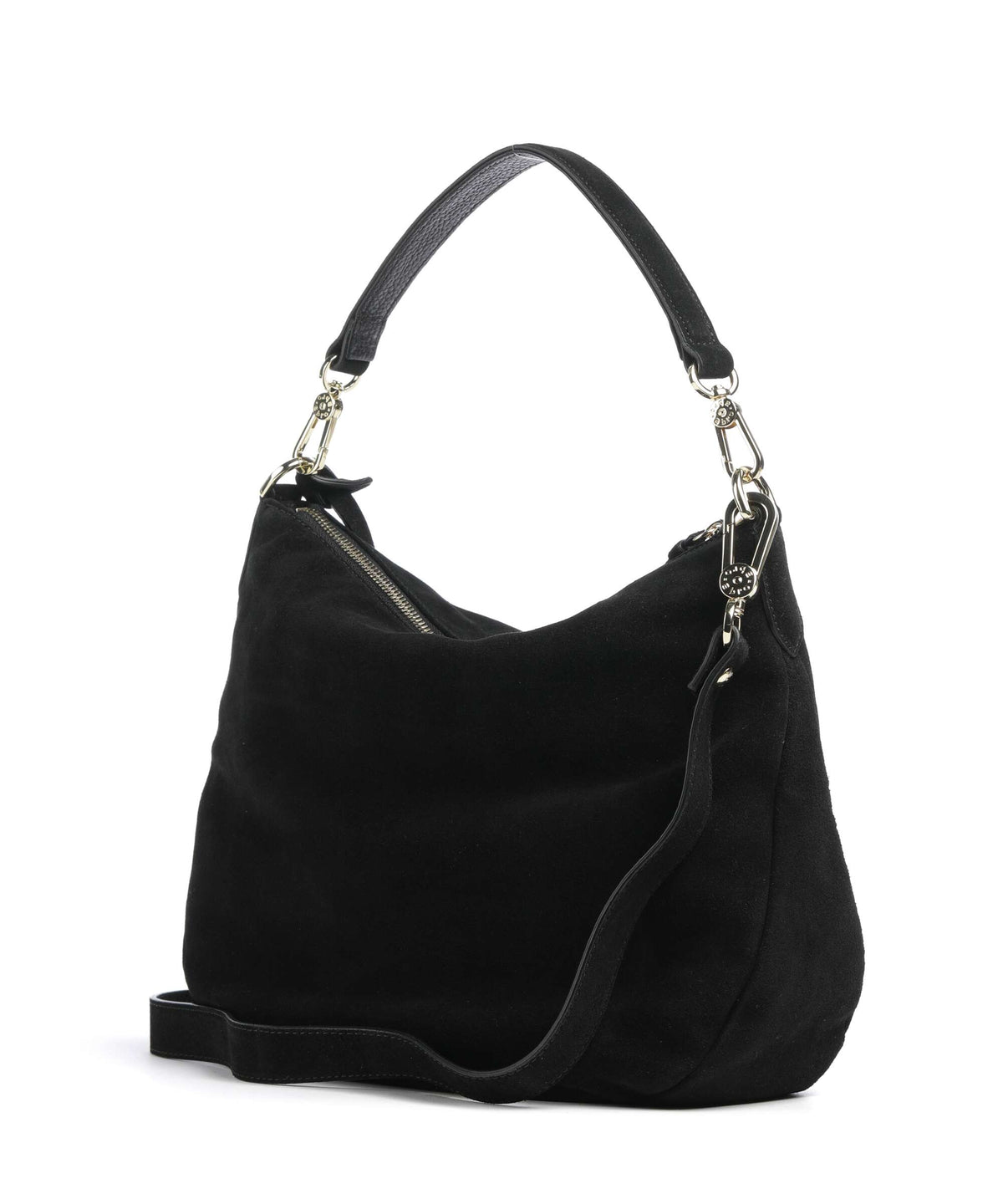 Abro Suede Juna Small Hobo bag black/gold