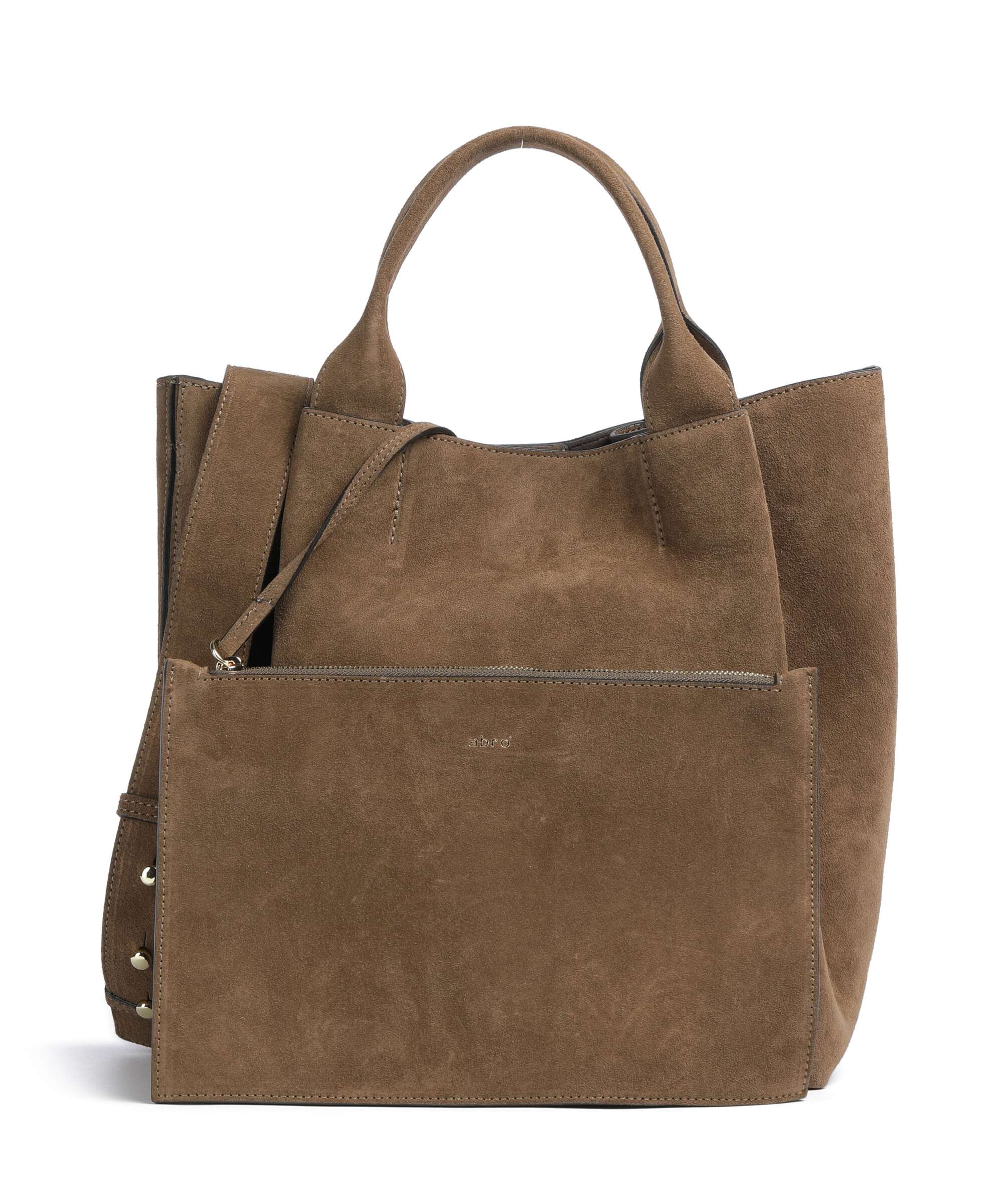 イタリア製　90~00s abro suède hand bag y2k Abro Suede Essential Medium Handbag brushed leather khaki - 032433