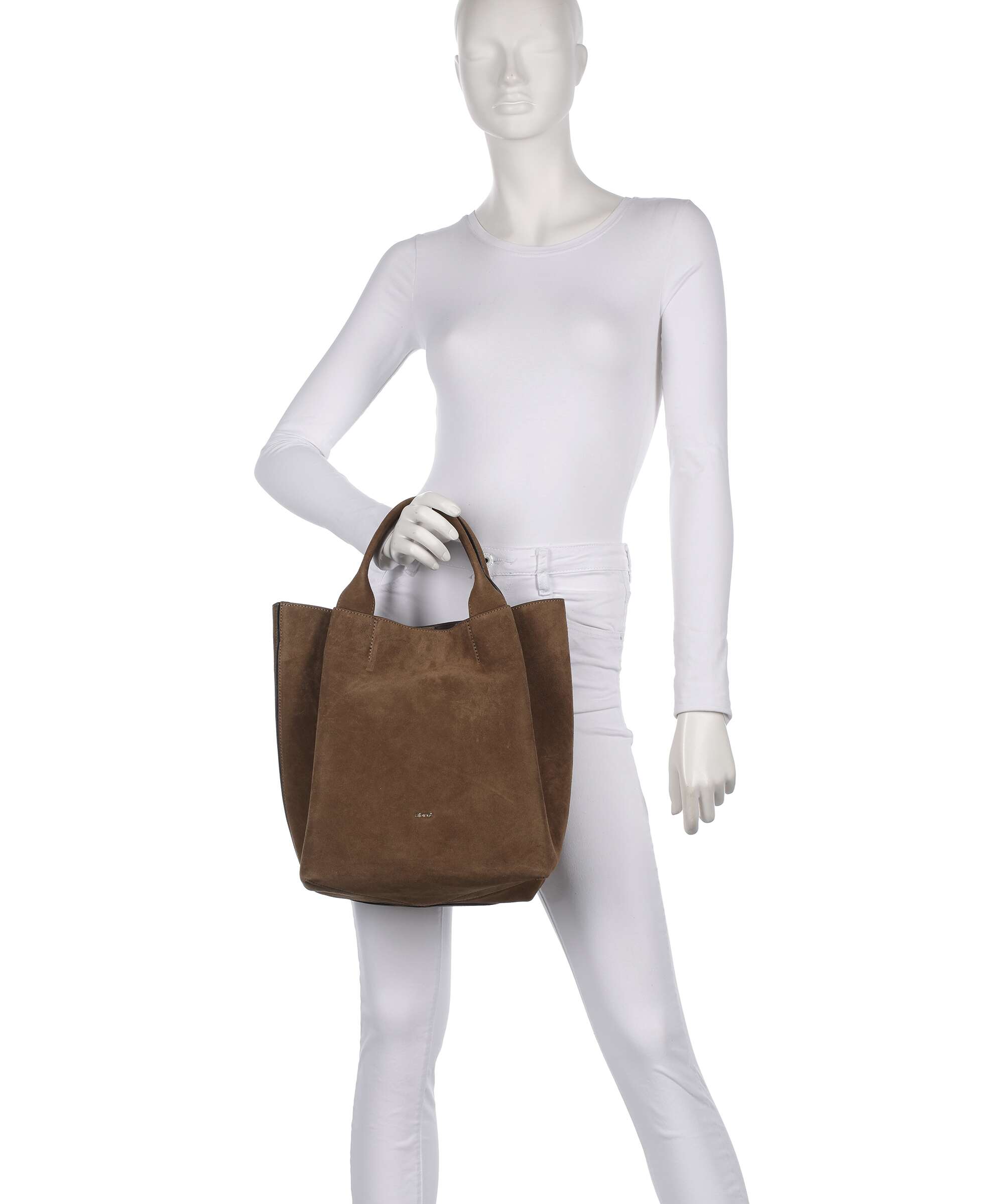 イタリア製　90~00s abro suède hand bag y2k Abro Suede Essential Medium Handbag brushed leather khaki - 032433