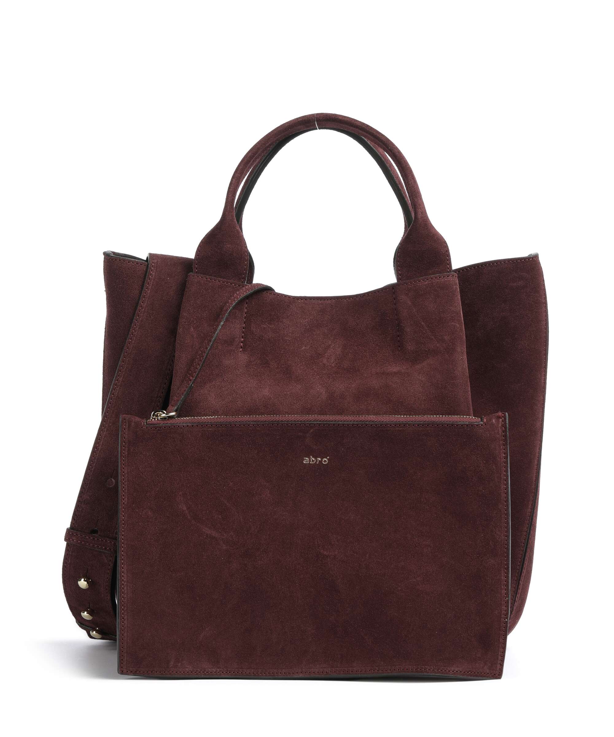 Abro Suede Essential Medium Handbag brushed leather burgundy