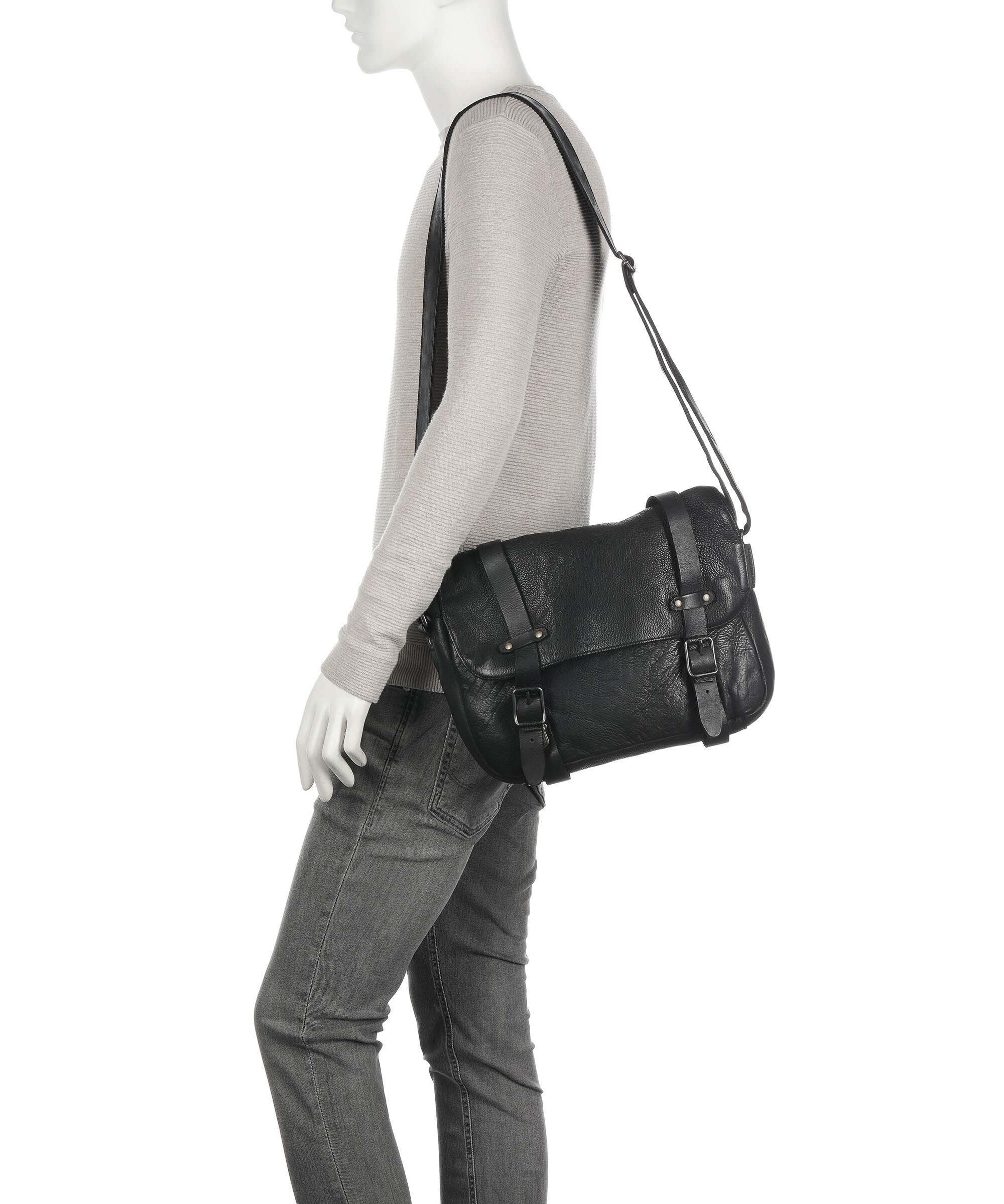 Aunts & Uncles Barbershop Anchor Messenger bag charcoal black