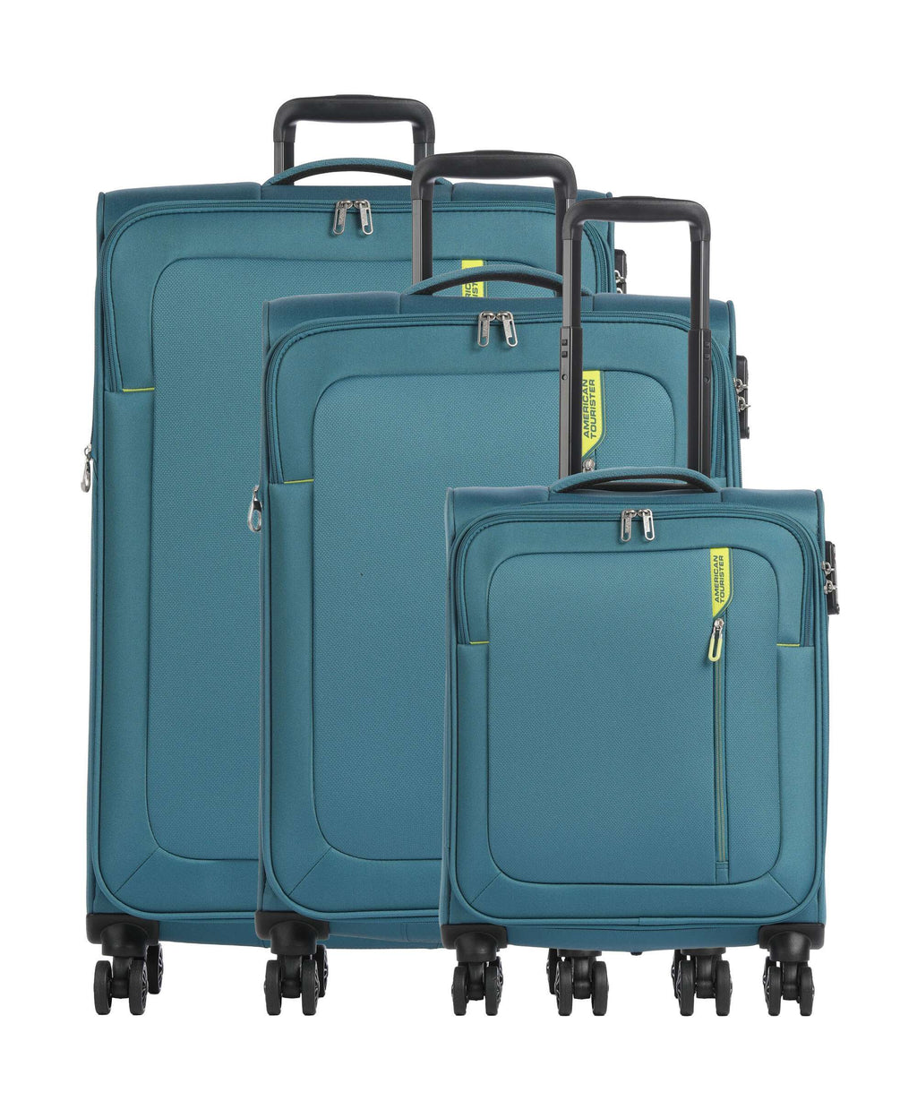American Tourister Nitestream Suitcase set (4 wheels) teal/lime