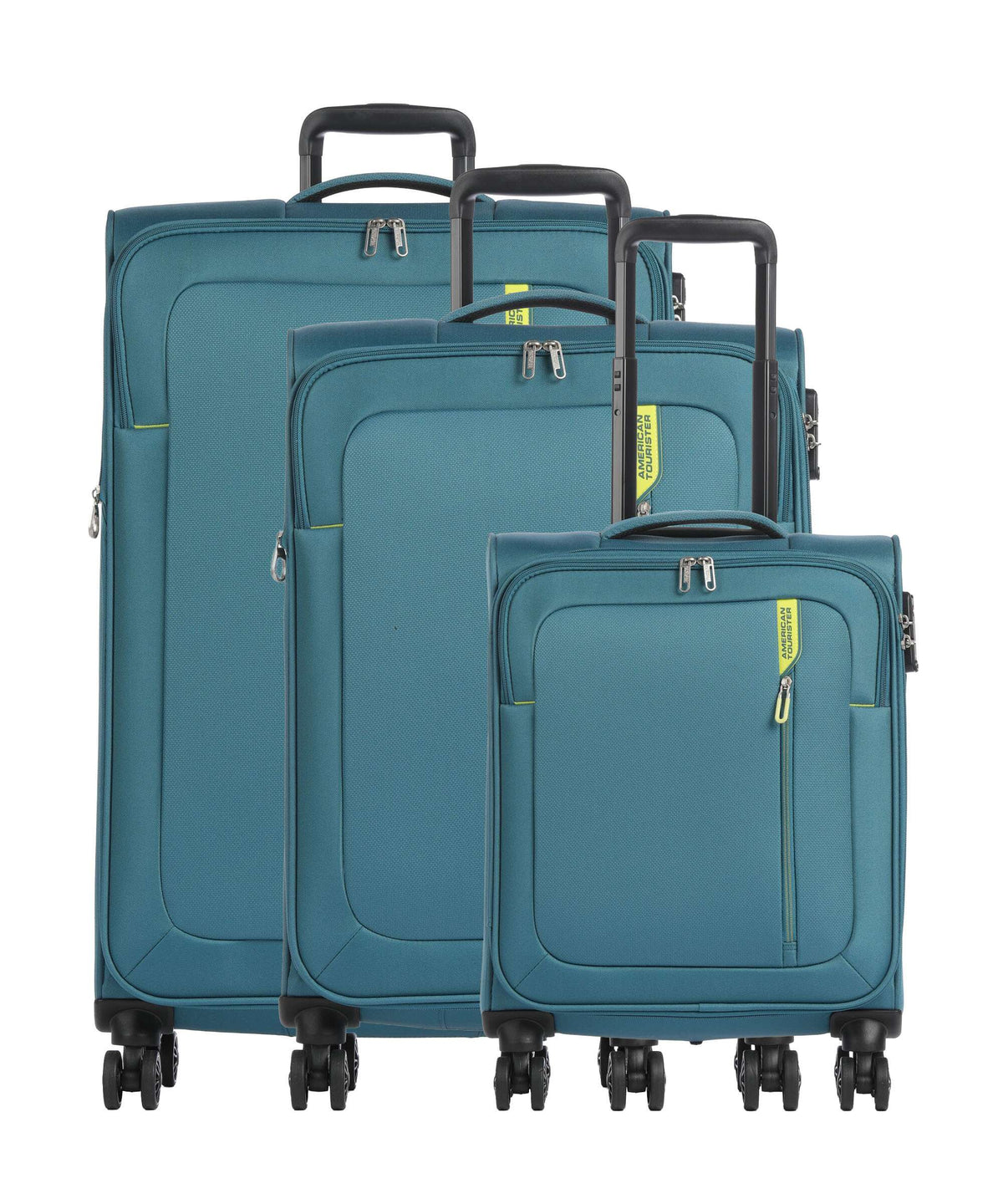 American Tourister Nitestream Suitcase set (4 wheels) teal/lime