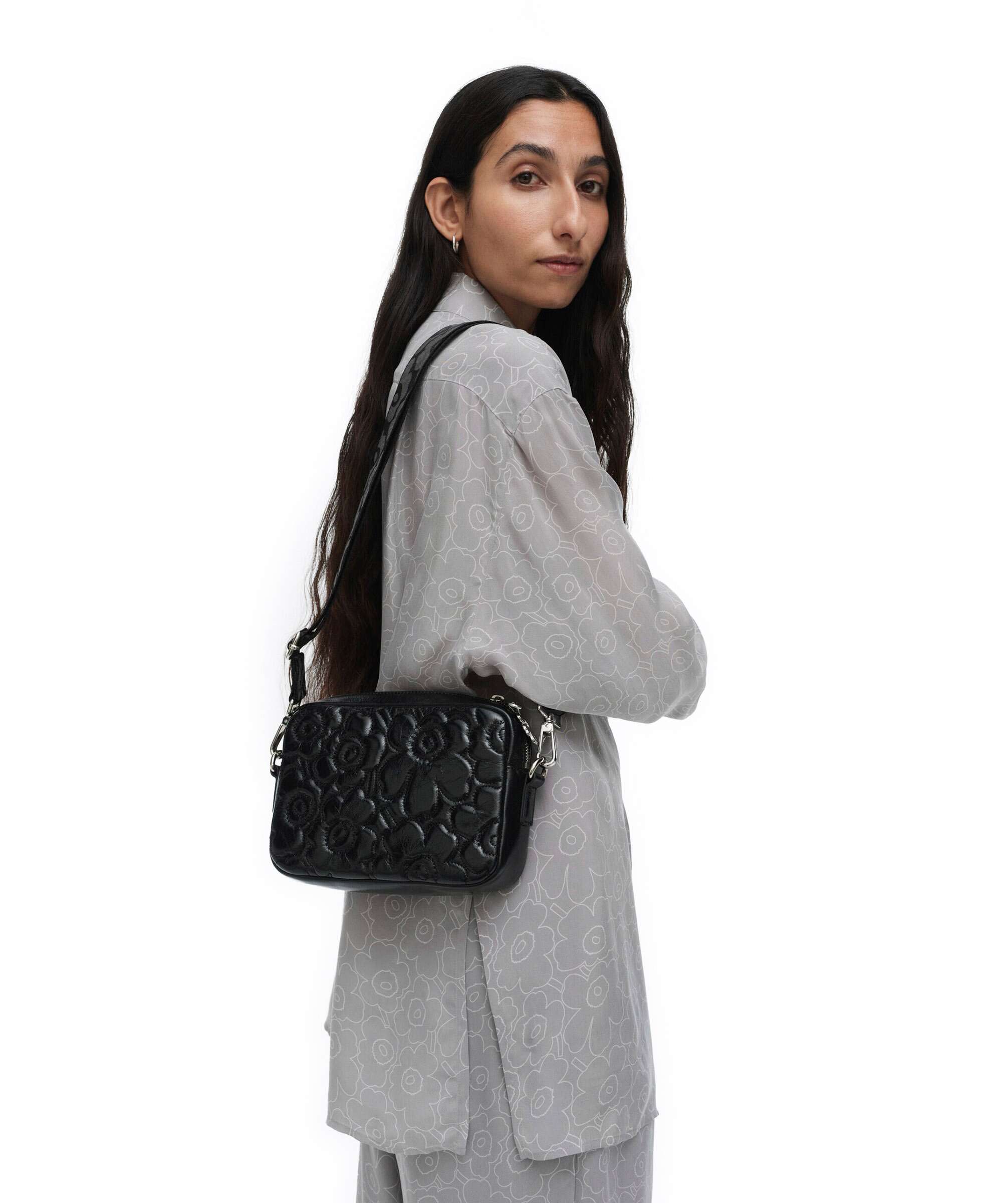 Marimekko Gratha Soft Unikko Crossbody bag shiny black