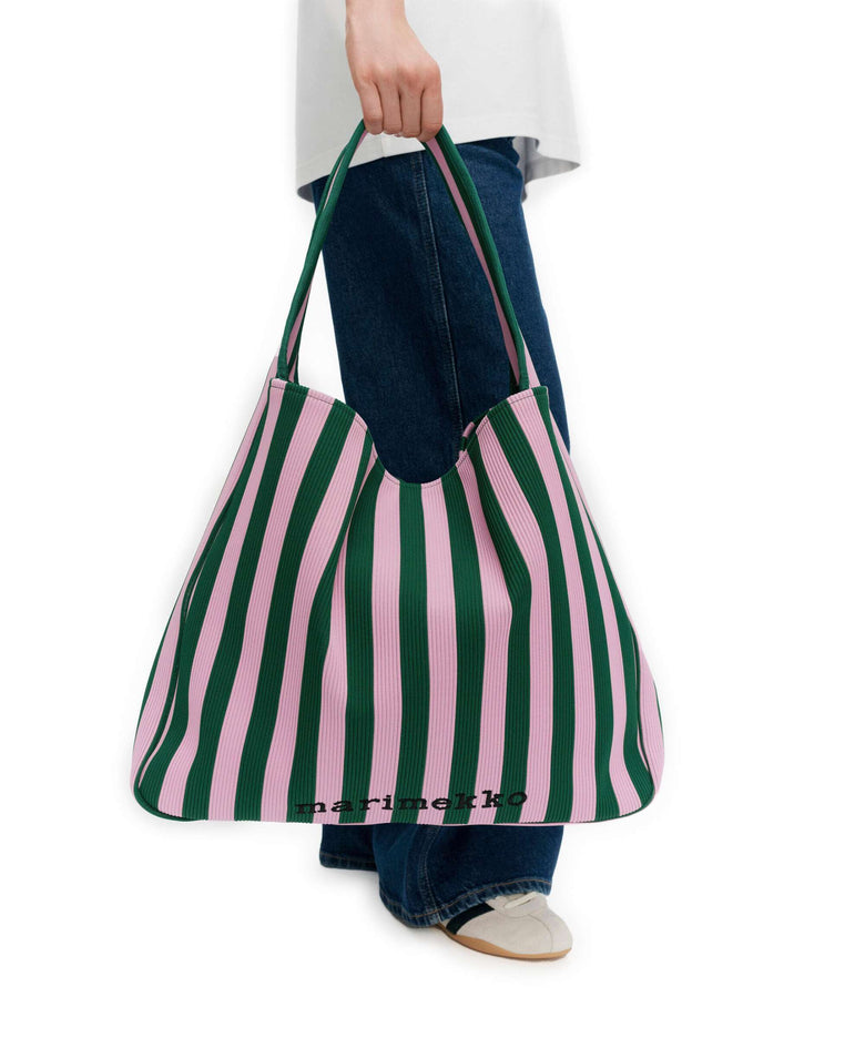 Marimekko Knitted Merirosvo Hobo bag pink/dark green