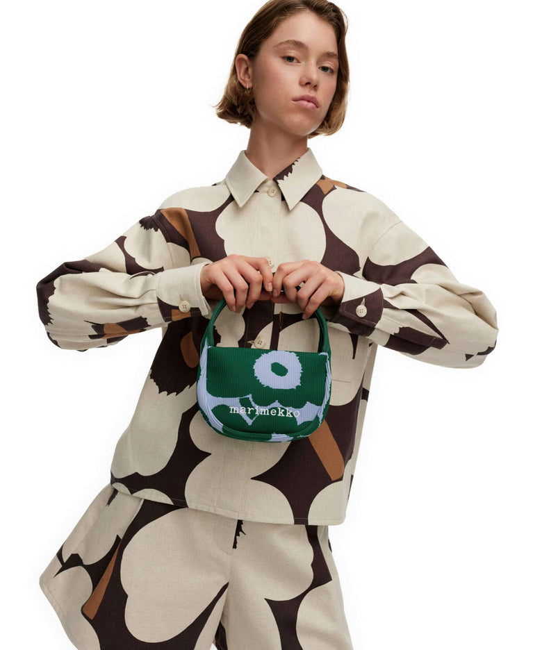 Marimekko Knitted Unikko Handbag dark green/blue