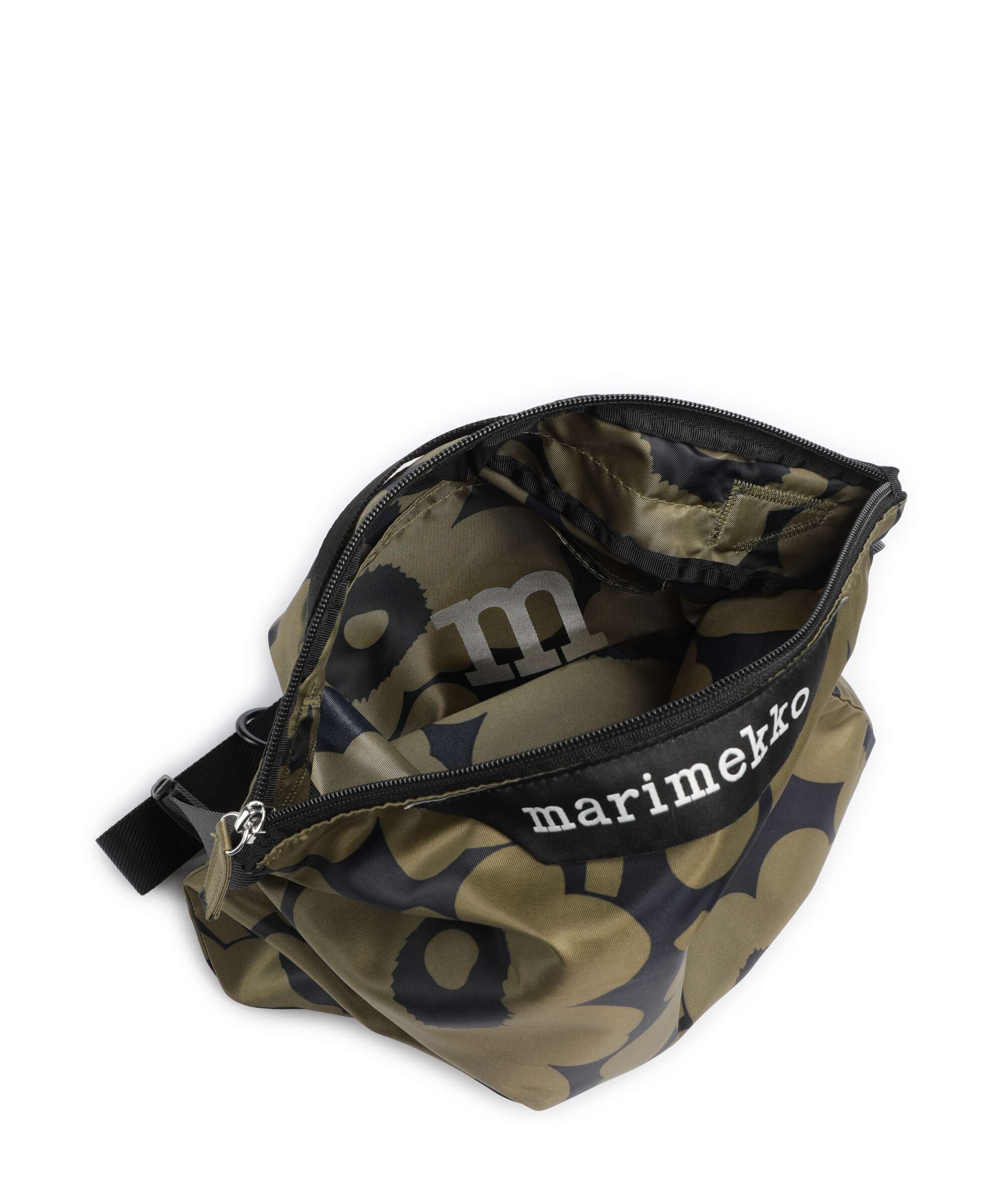 Marimekko Neat M Unikko Hobo bag olive green/dark blue