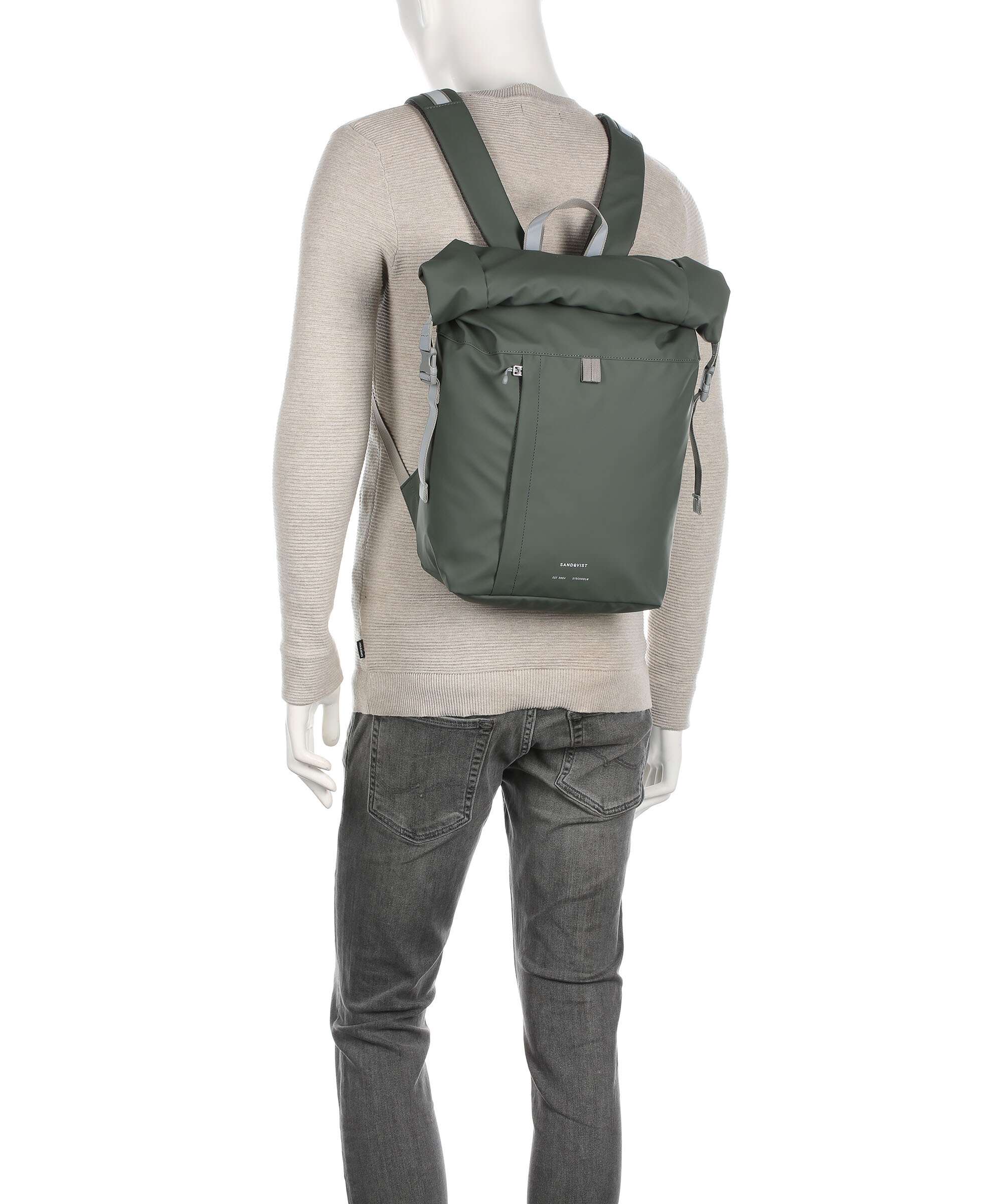 Sandqvist Stream Konrad Rolltop backpack multicolour/black/dark green