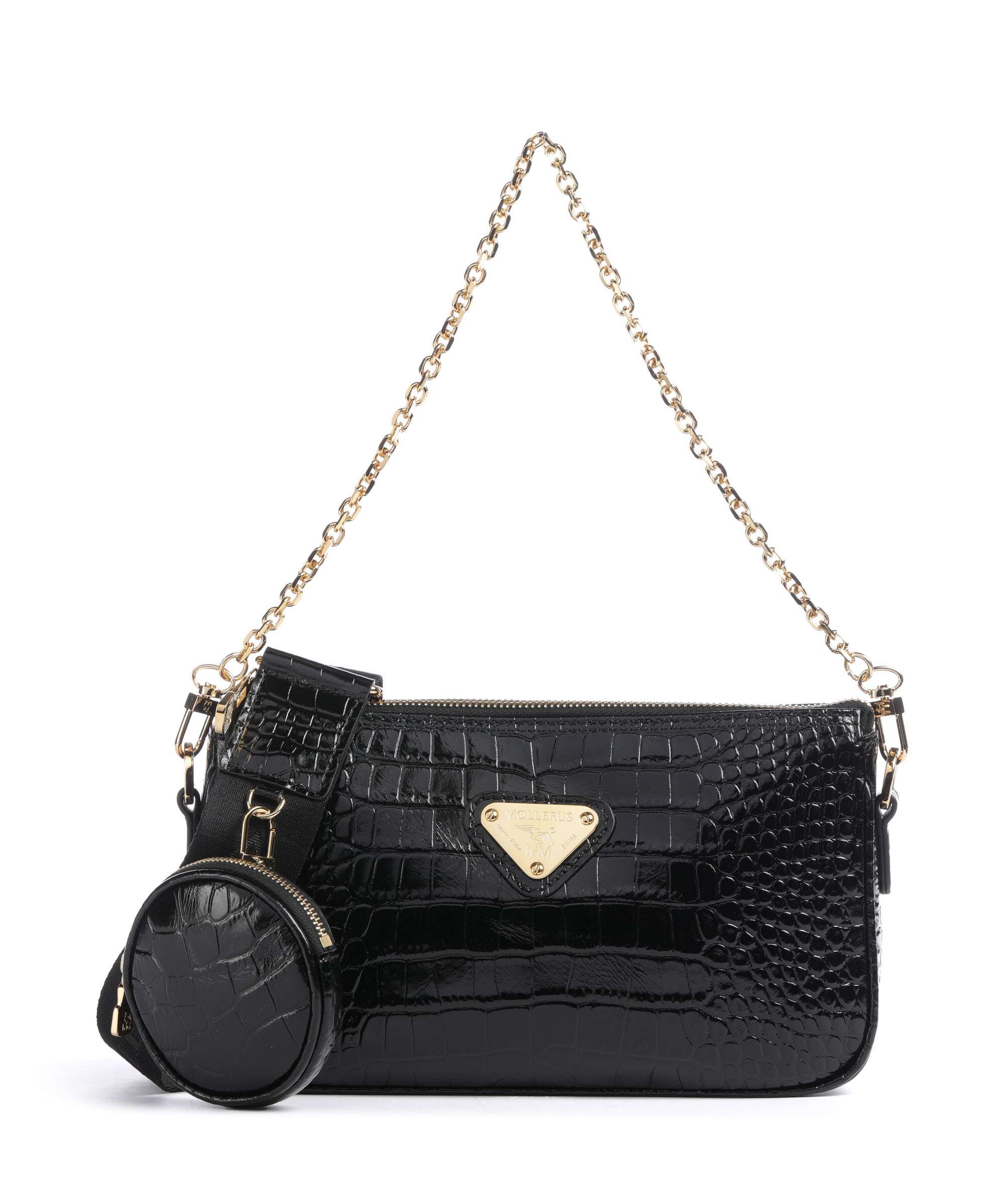 Maison Mollerus Croco Zell Shoulder bag classic schwarz