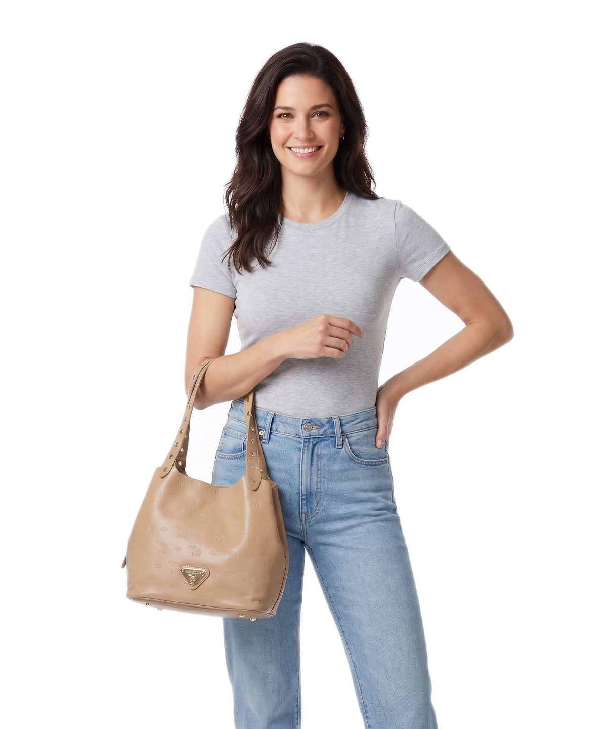 Maison Mollerus Stampato Liddes Hobo bag cappuccino