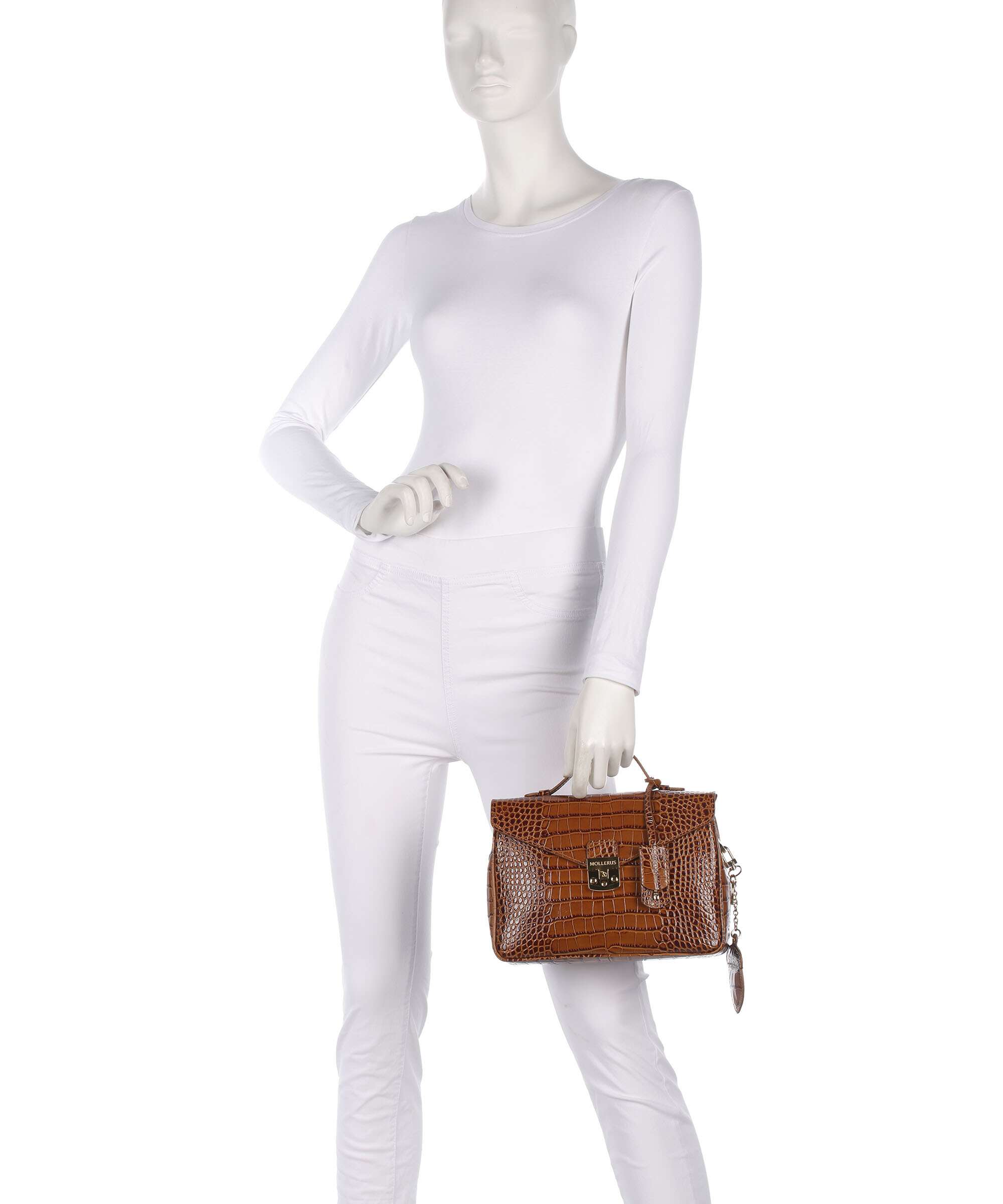 Maison Mollerus Croco Marly Handbag honey braun