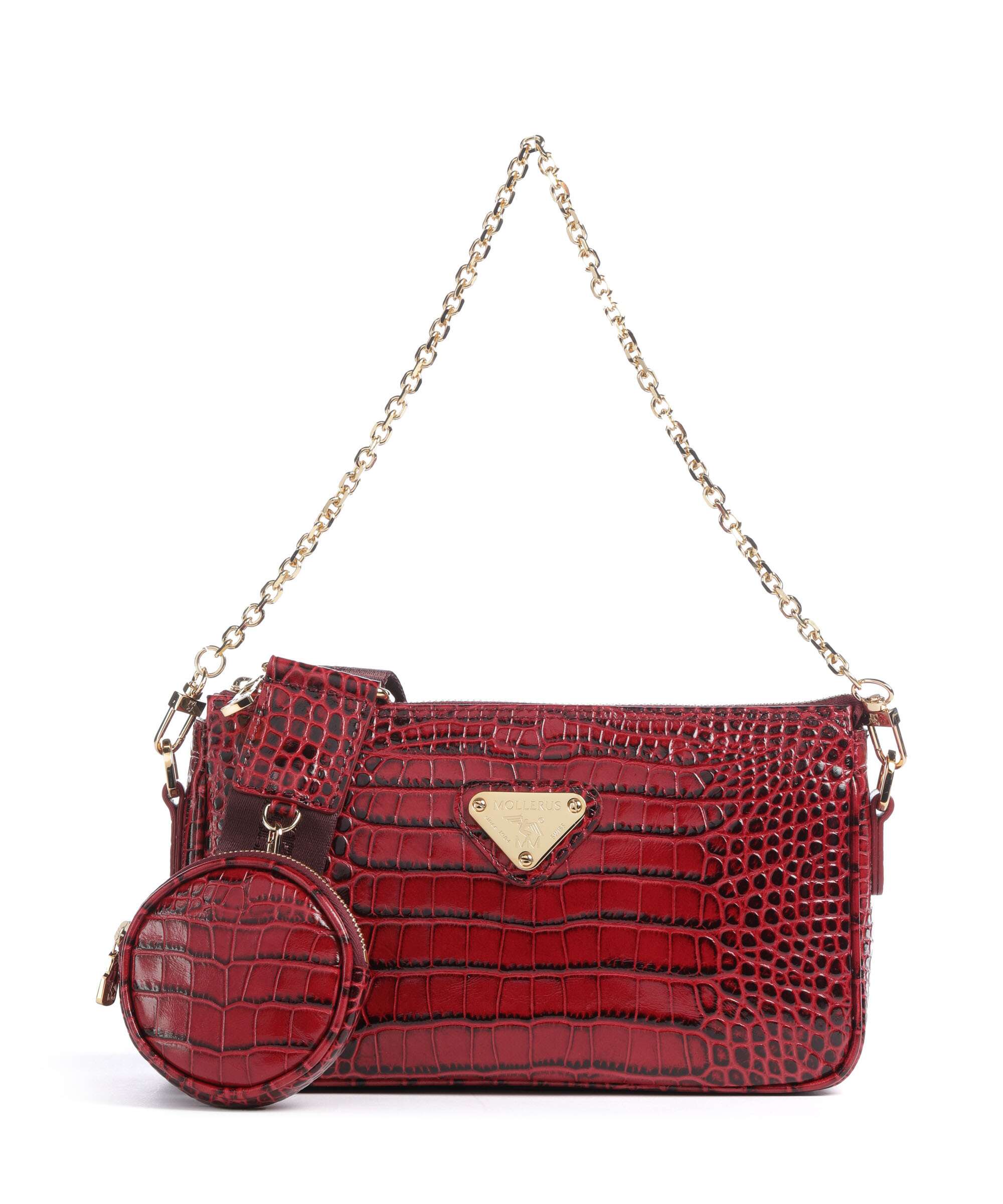 Maison Mollerus Croco Zell Shoulder bag antique rot