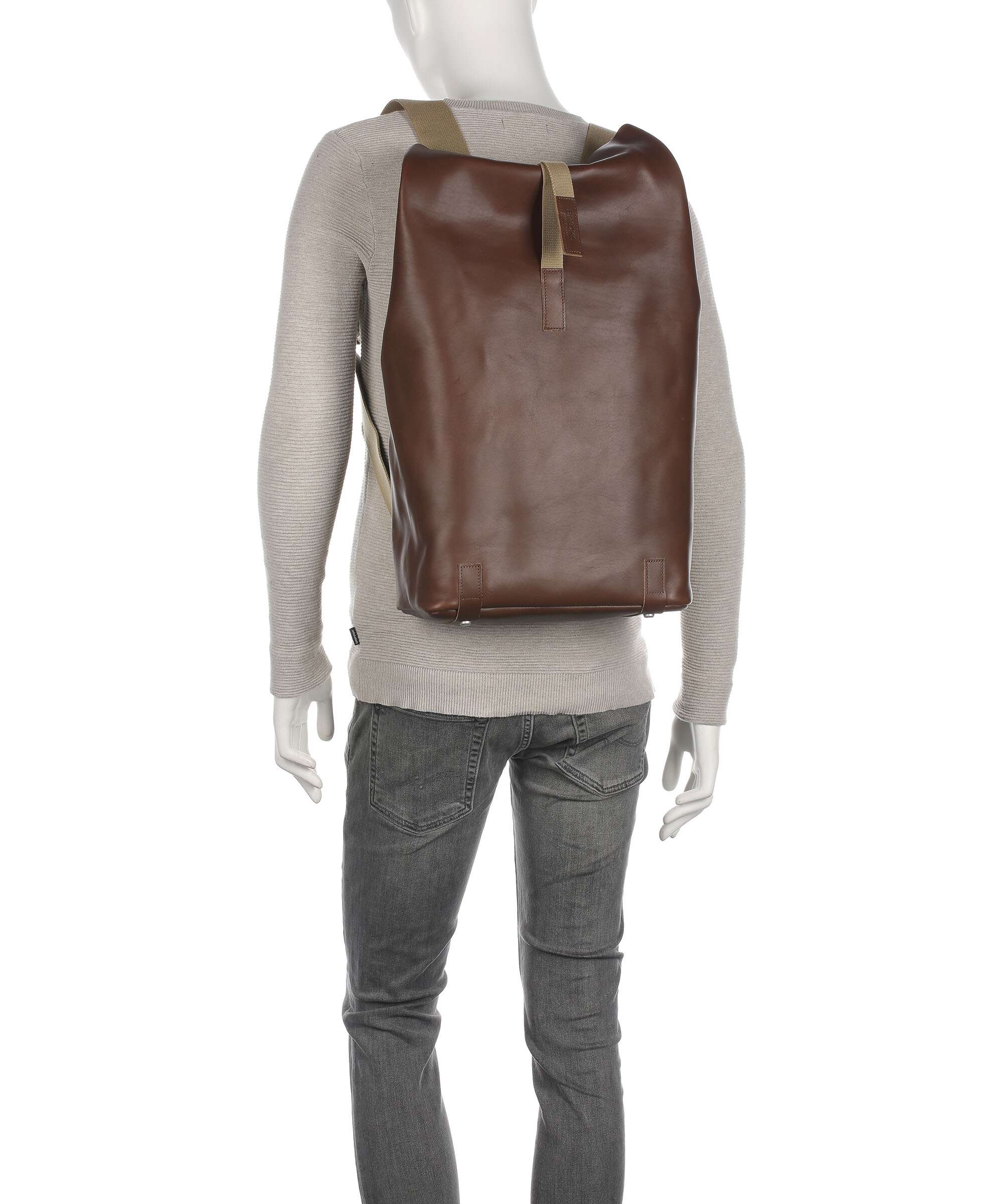 Brooks England Pickwick Leather Large Rolltop backpack 15″ cow leather dark tan
