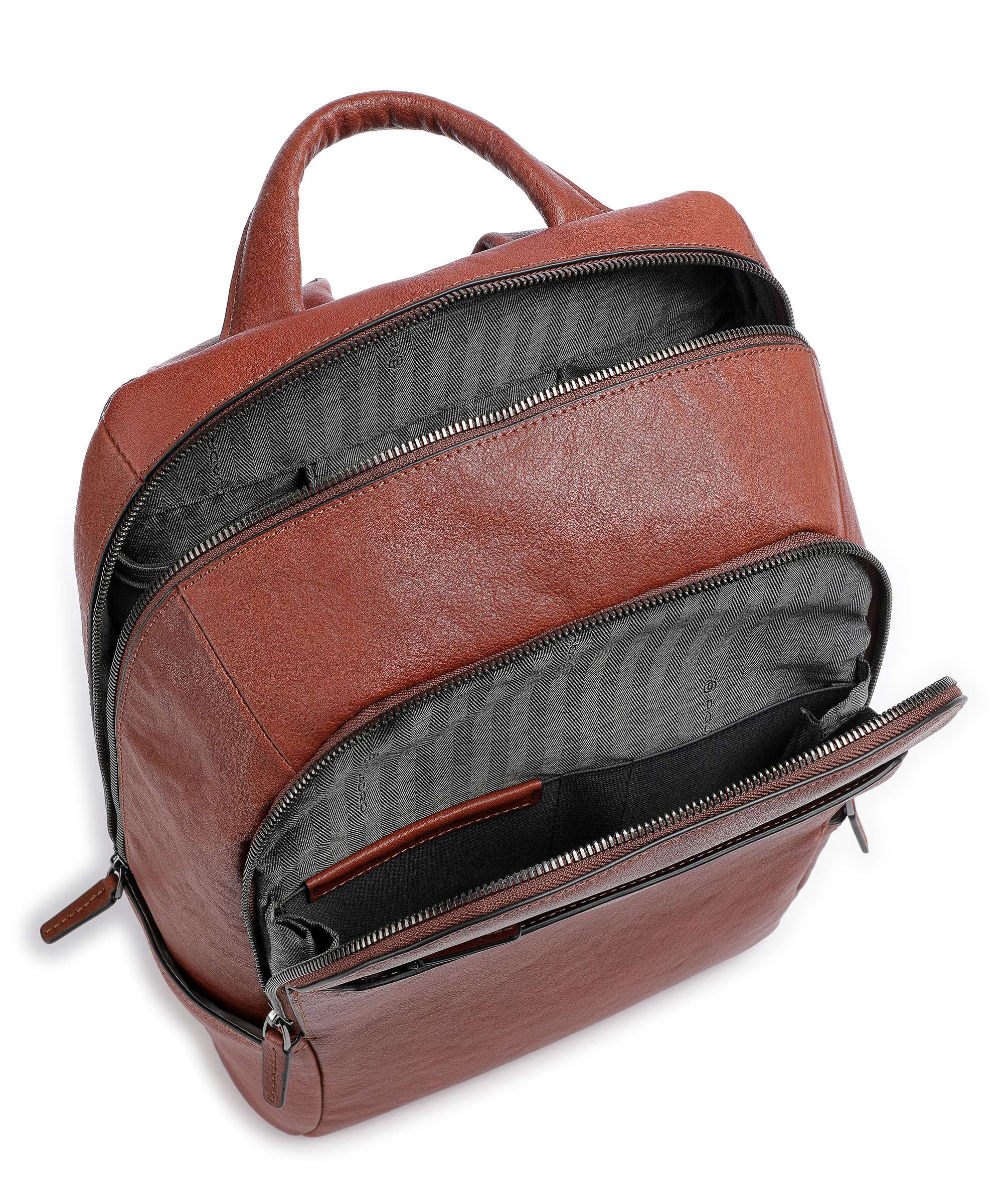 Piquadro Black Square Laptop backpack cuoio