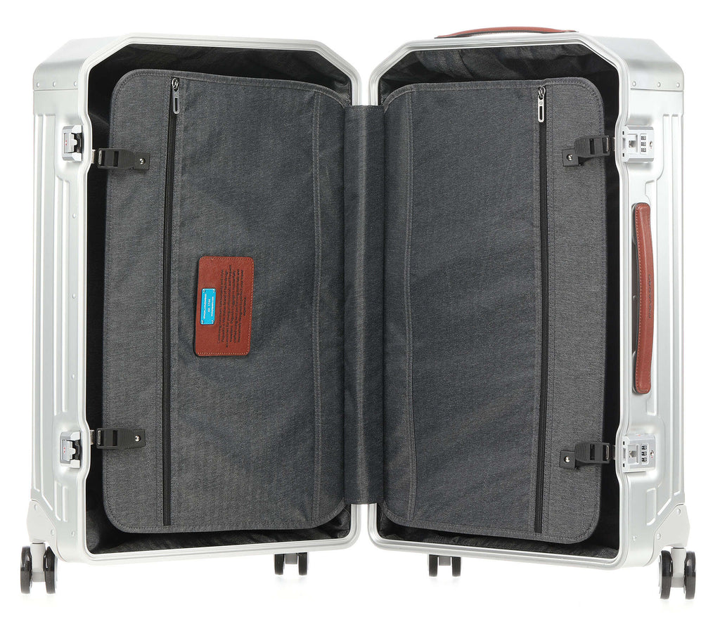 Piquadro Alu Spinner (4 wheels) grey/hide