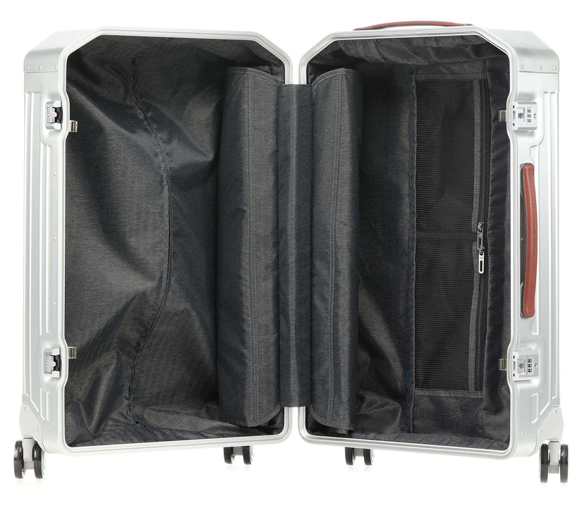 Piquadro Alu Spinner (4 wheels) grey/hide